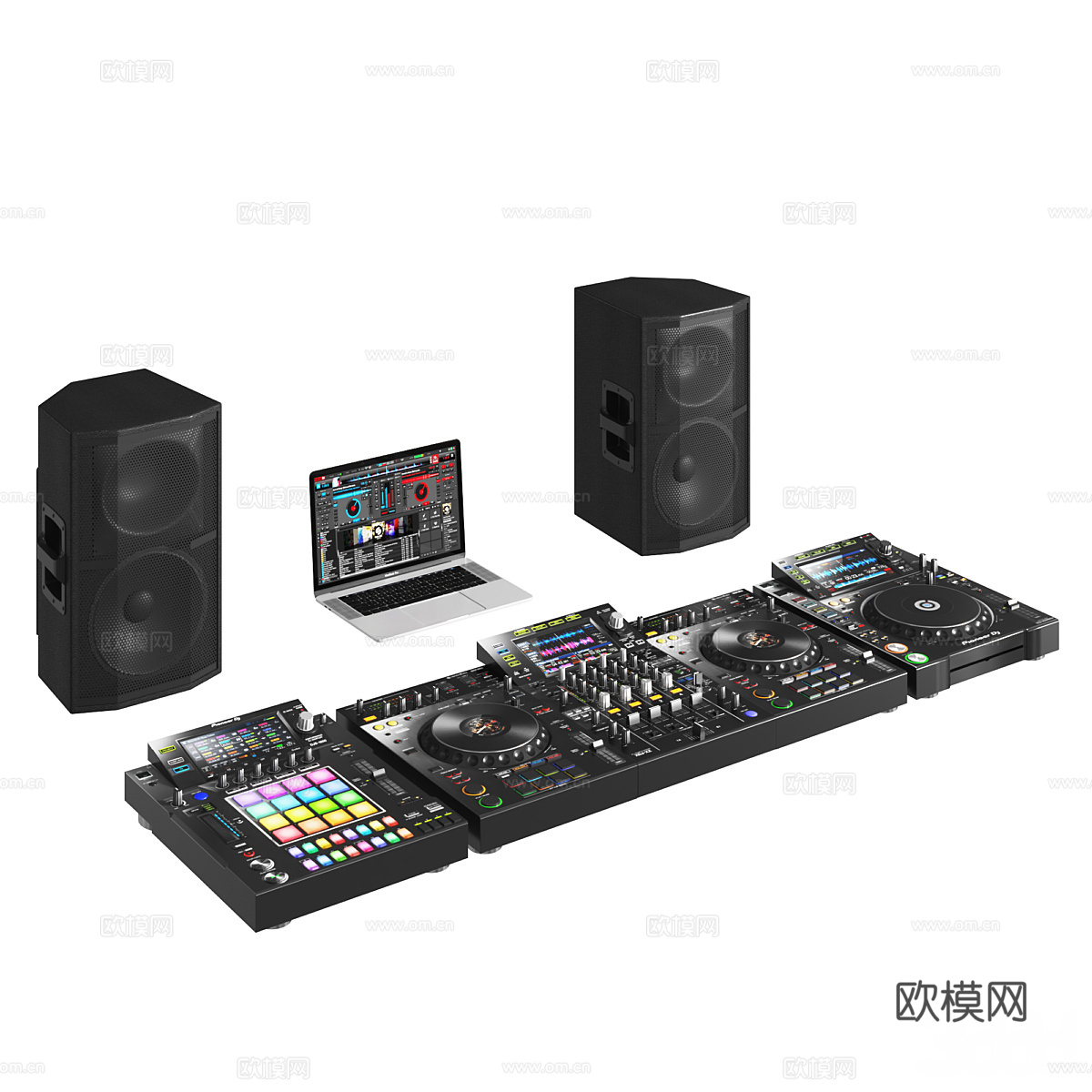 DJ音乐控制器 电子乐器 音响 打碟机器 笔记本3d模型