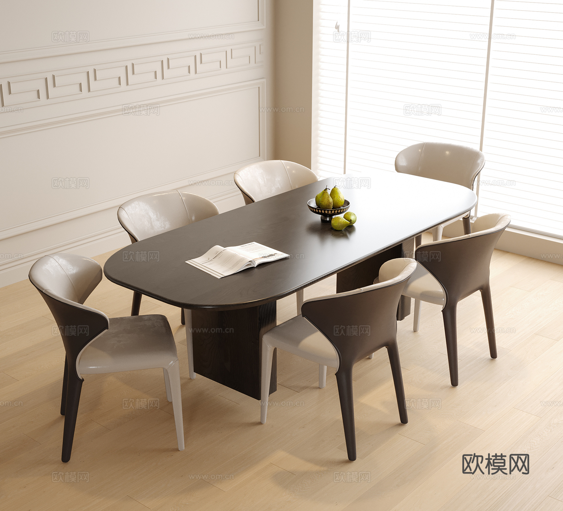 现代餐桌椅 餐椅 单椅su模型