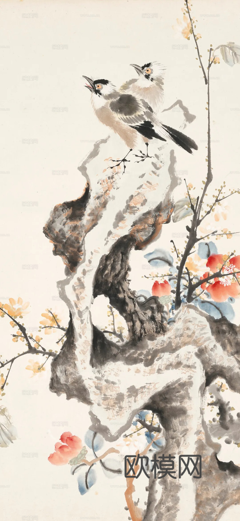 宋式新中式高清花鸟画挂画贴图