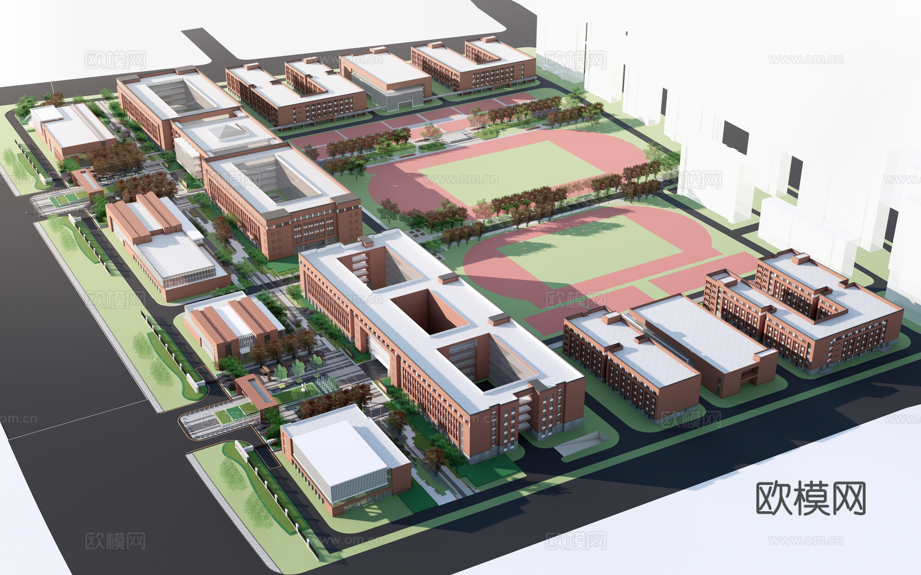 现代学校建筑 教学楼建筑 中小学建筑 行政楼 办公楼su模型