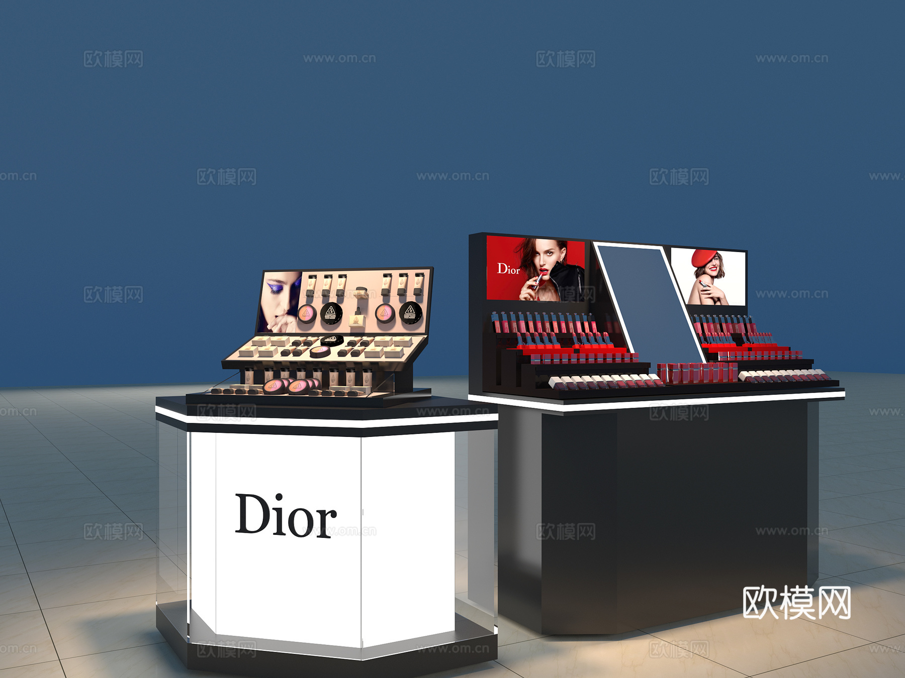 化妆品店彩妆柜3d模型