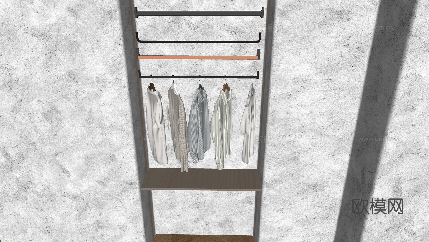 男装短袖衬衣衬衫 服饰挂衣杆衣服撑su模型