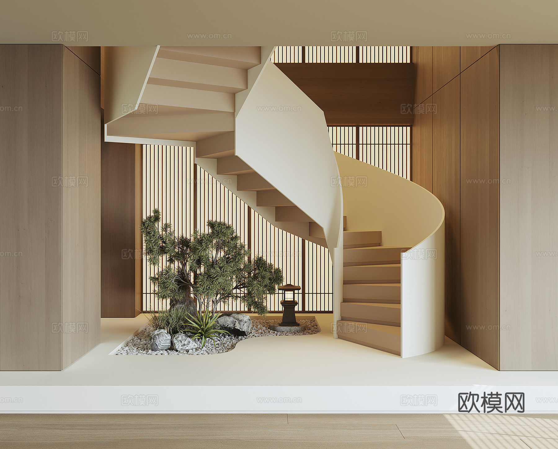 现代弧形楼梯3d模型
