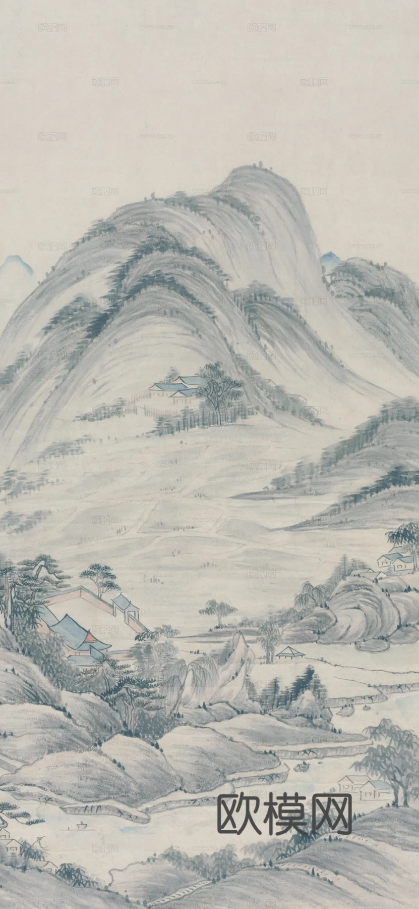 宋式新中式高清山水画挂画贴图