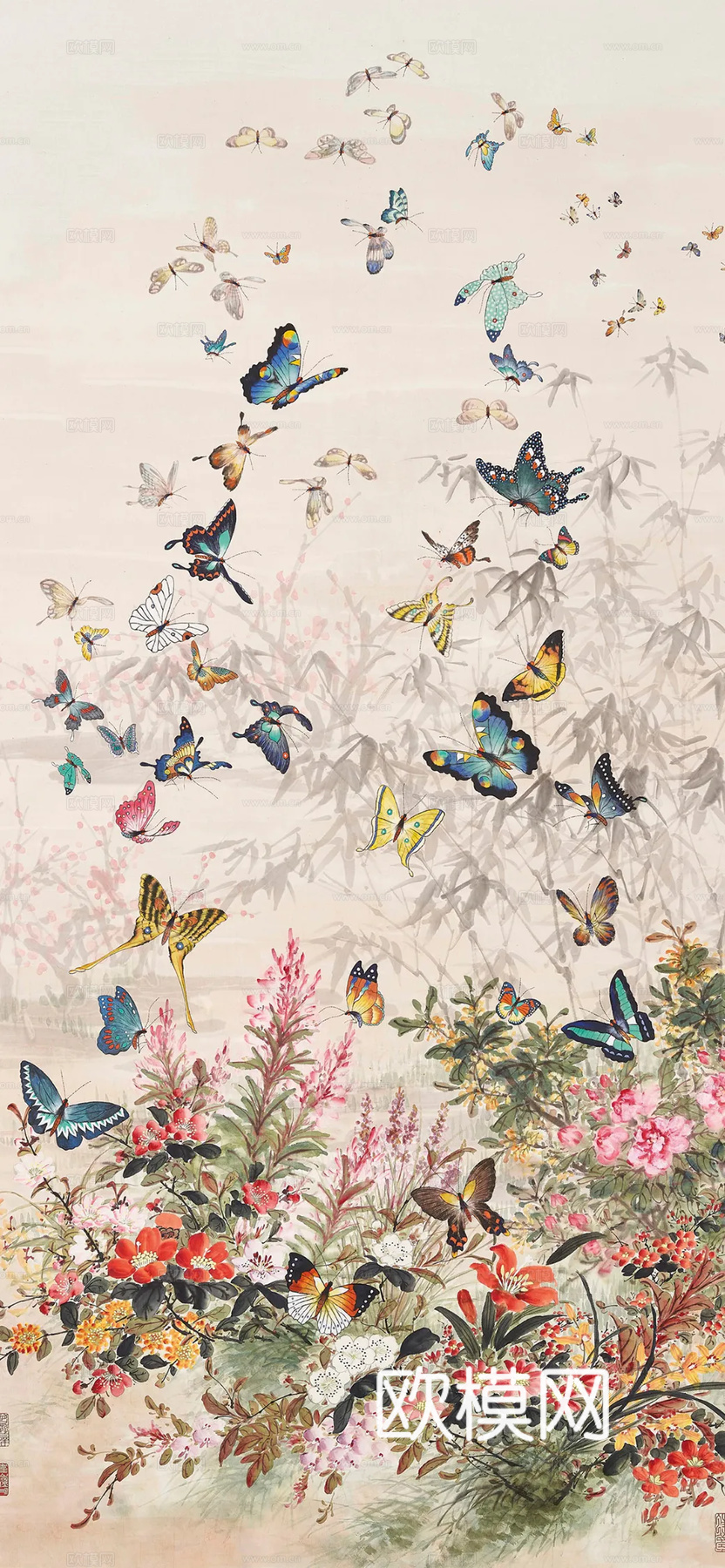 宋式新中式高清花鸟画挂画贴图