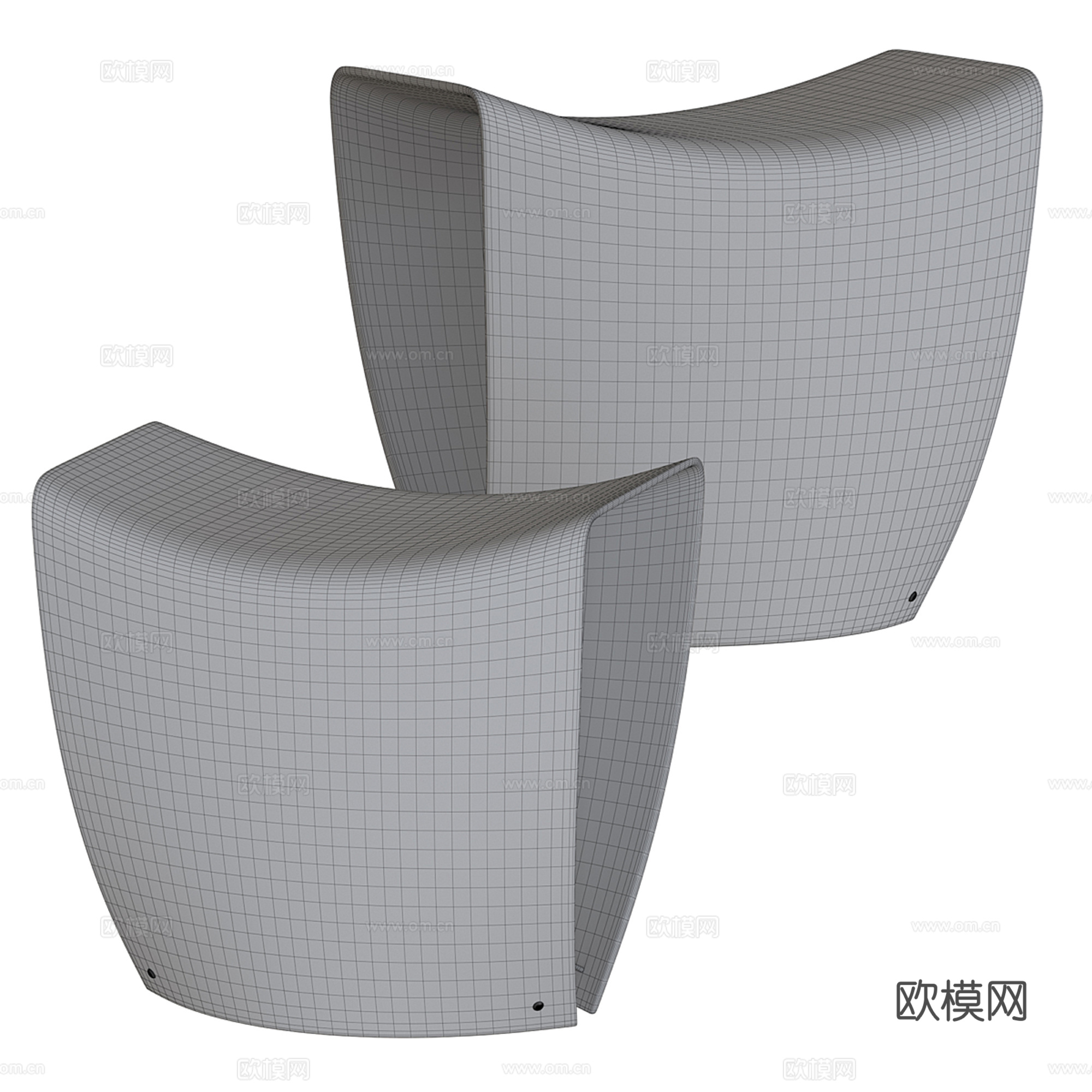 中古风沙发凳3d模型