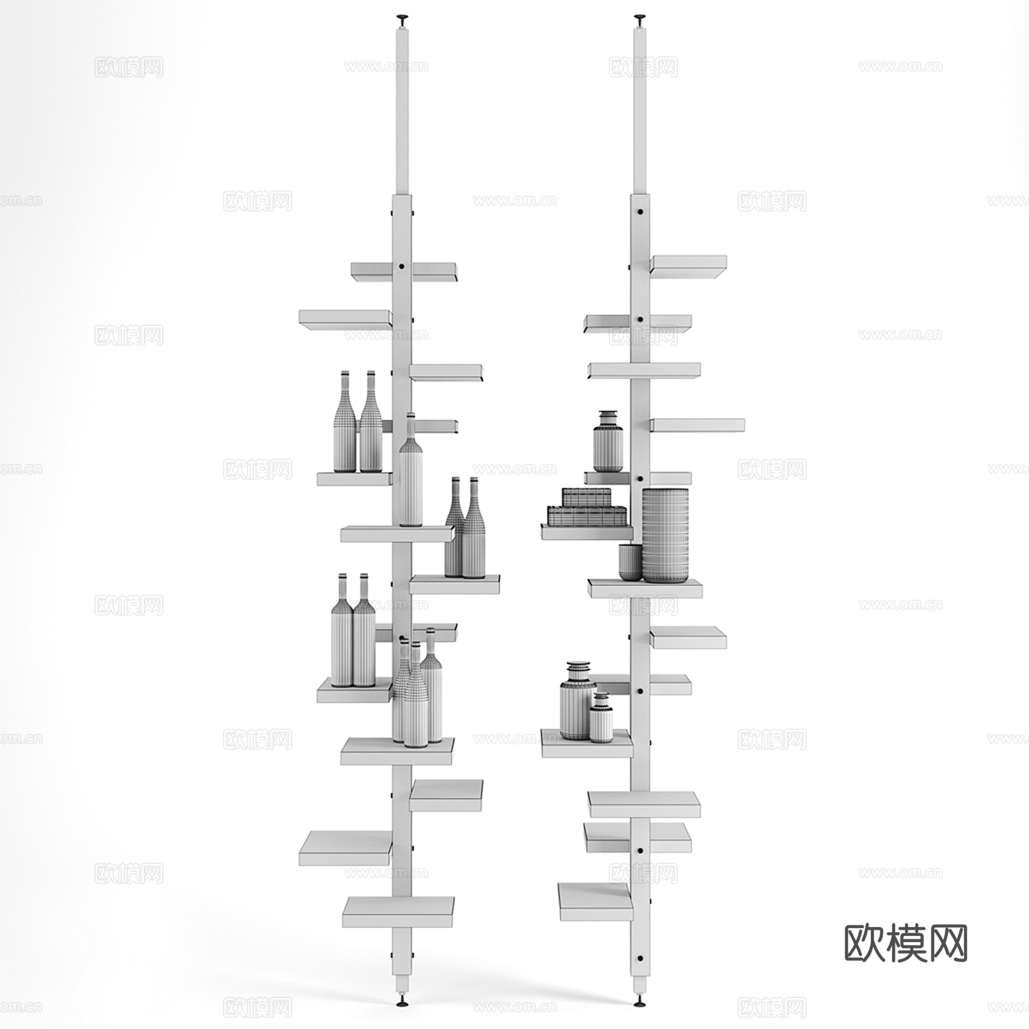 现代书架 装饰架3d模型