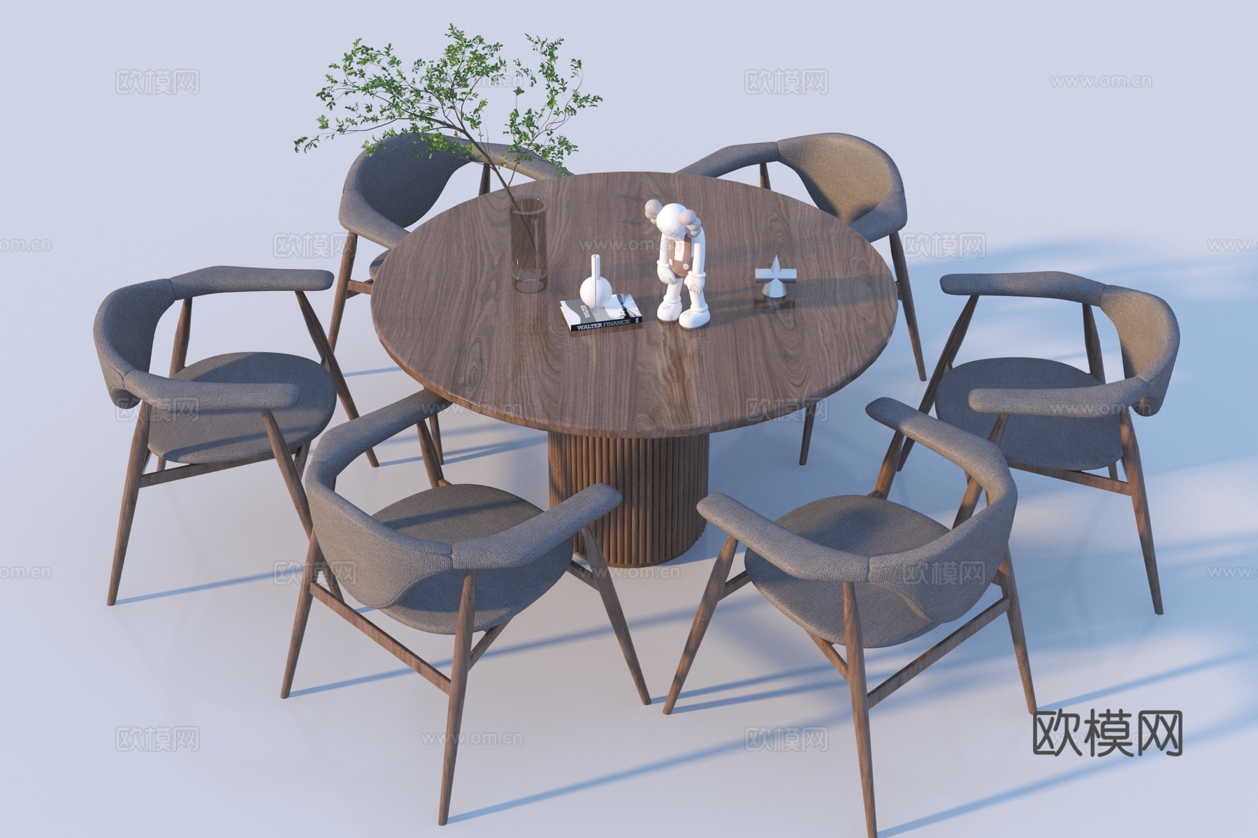 新中式侘寂餐桌椅3d模型