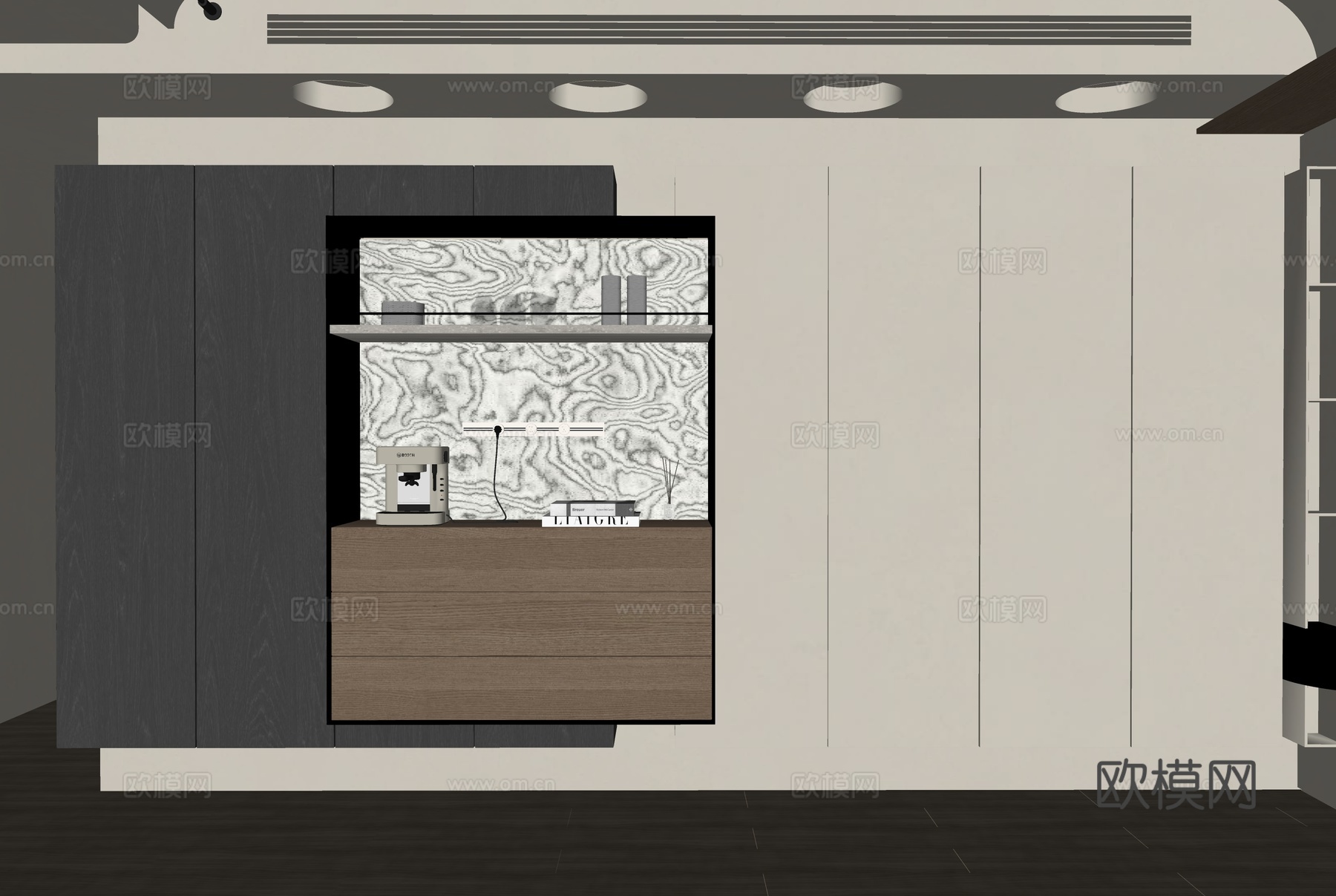 现代极简餐边柜su模型