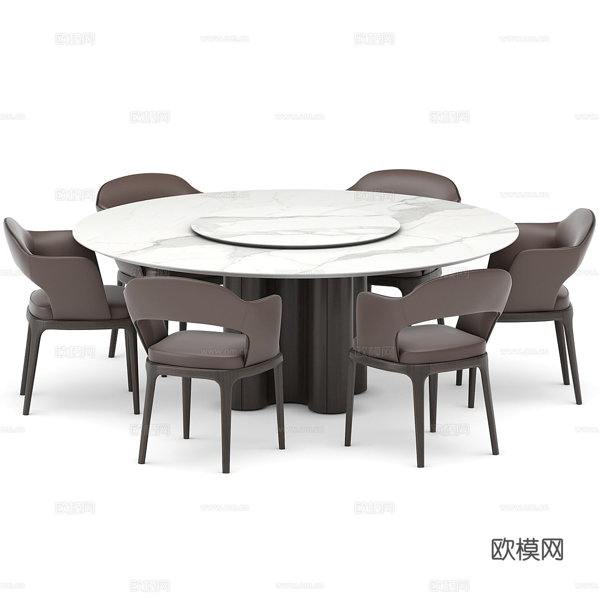 现代圆形餐桌椅组合3d模型
