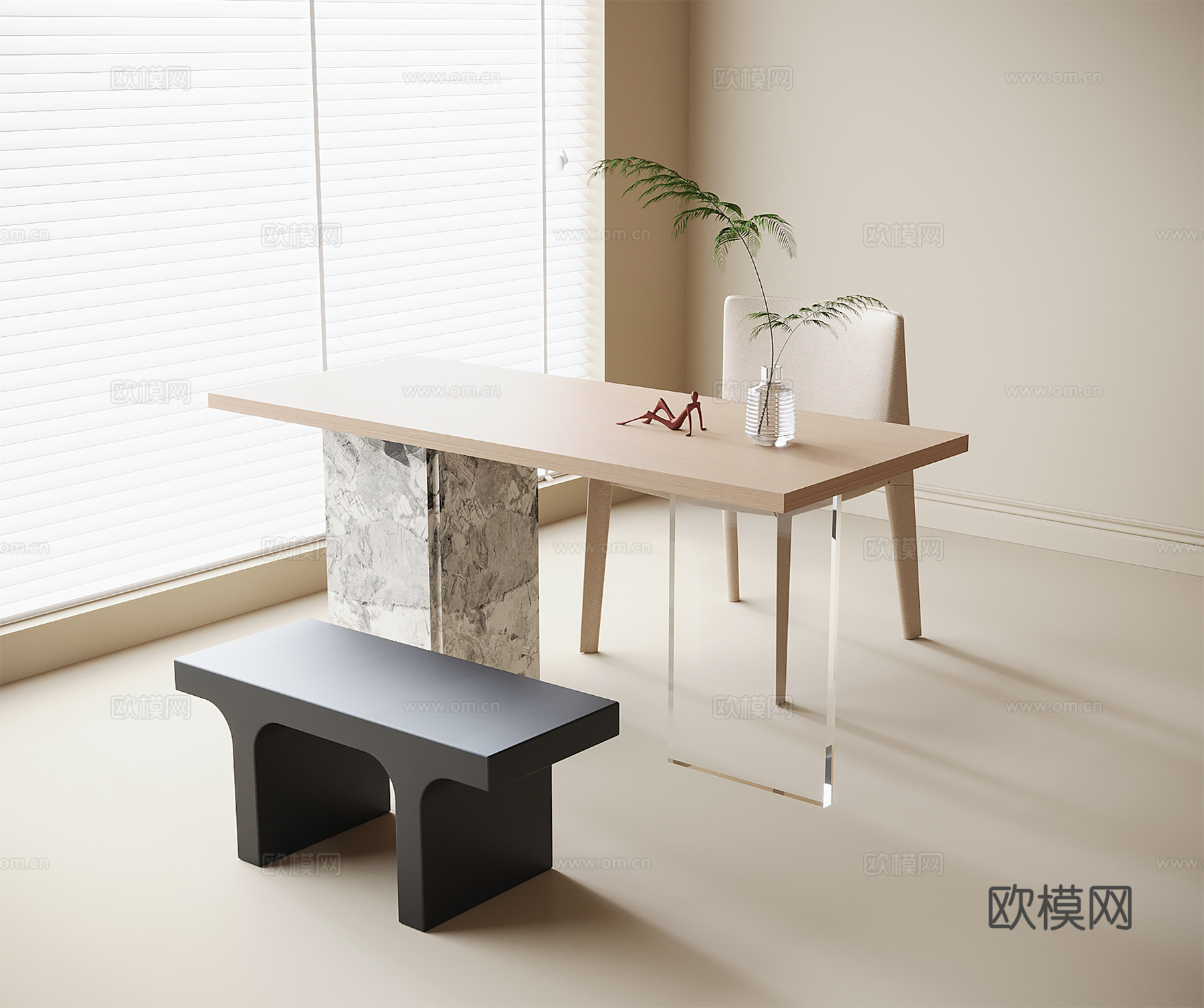 现代阳台茶桌椅 书桌椅 凳子3d模型