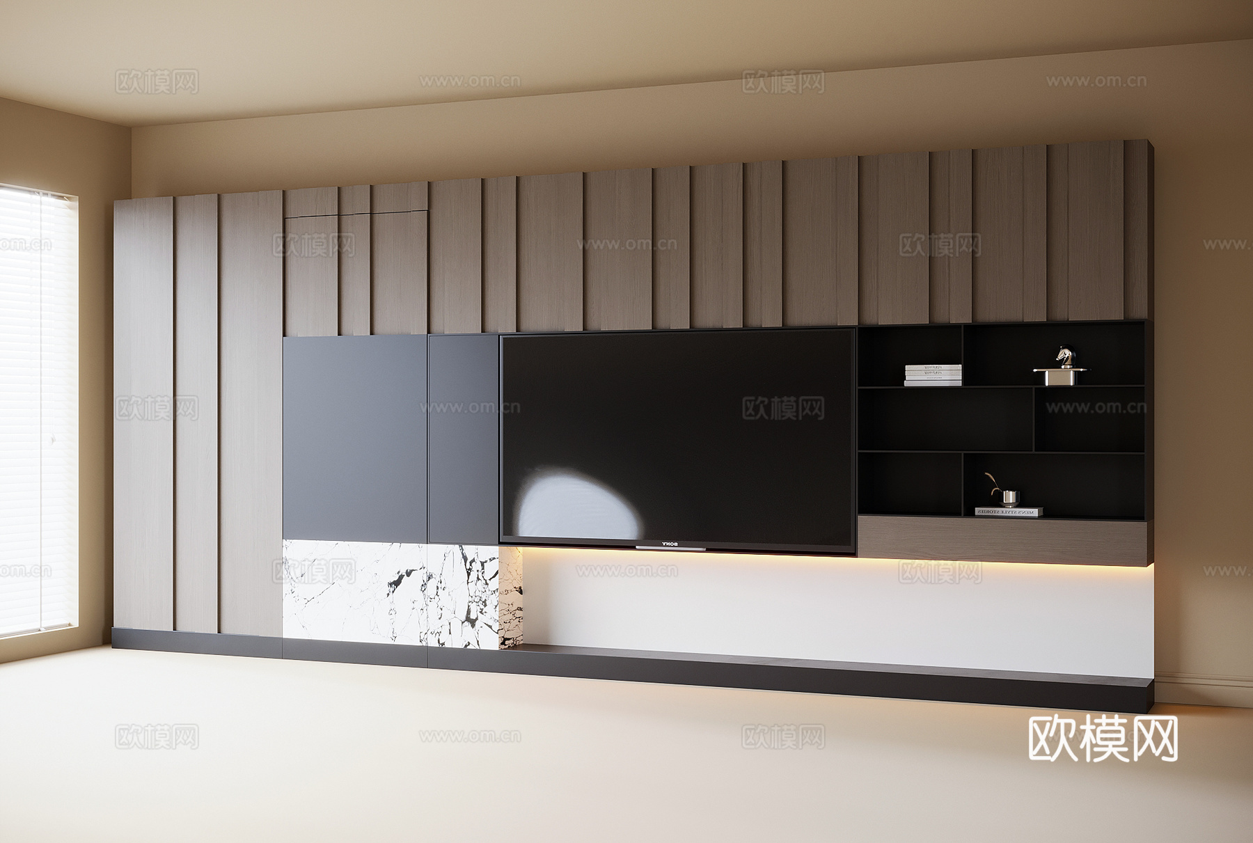 现代电视墙 电视背景墙3d模型