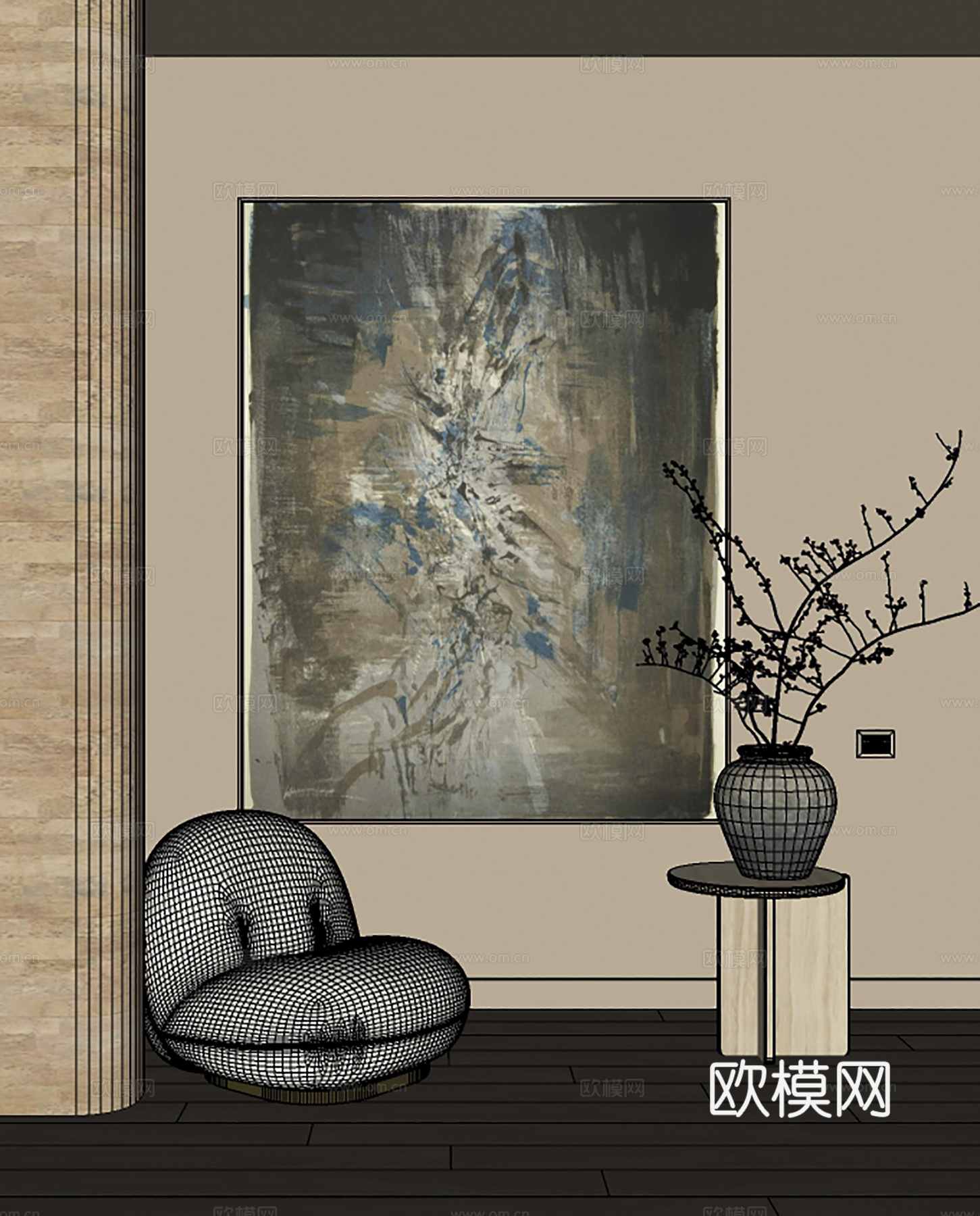 现代艺术画 抽象画 极简画 名画 赵无极su模型