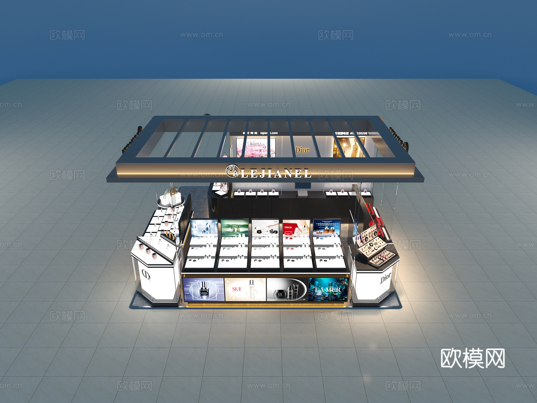 现代 化妆品店 化妆品彩妆柜香水柜3d模型