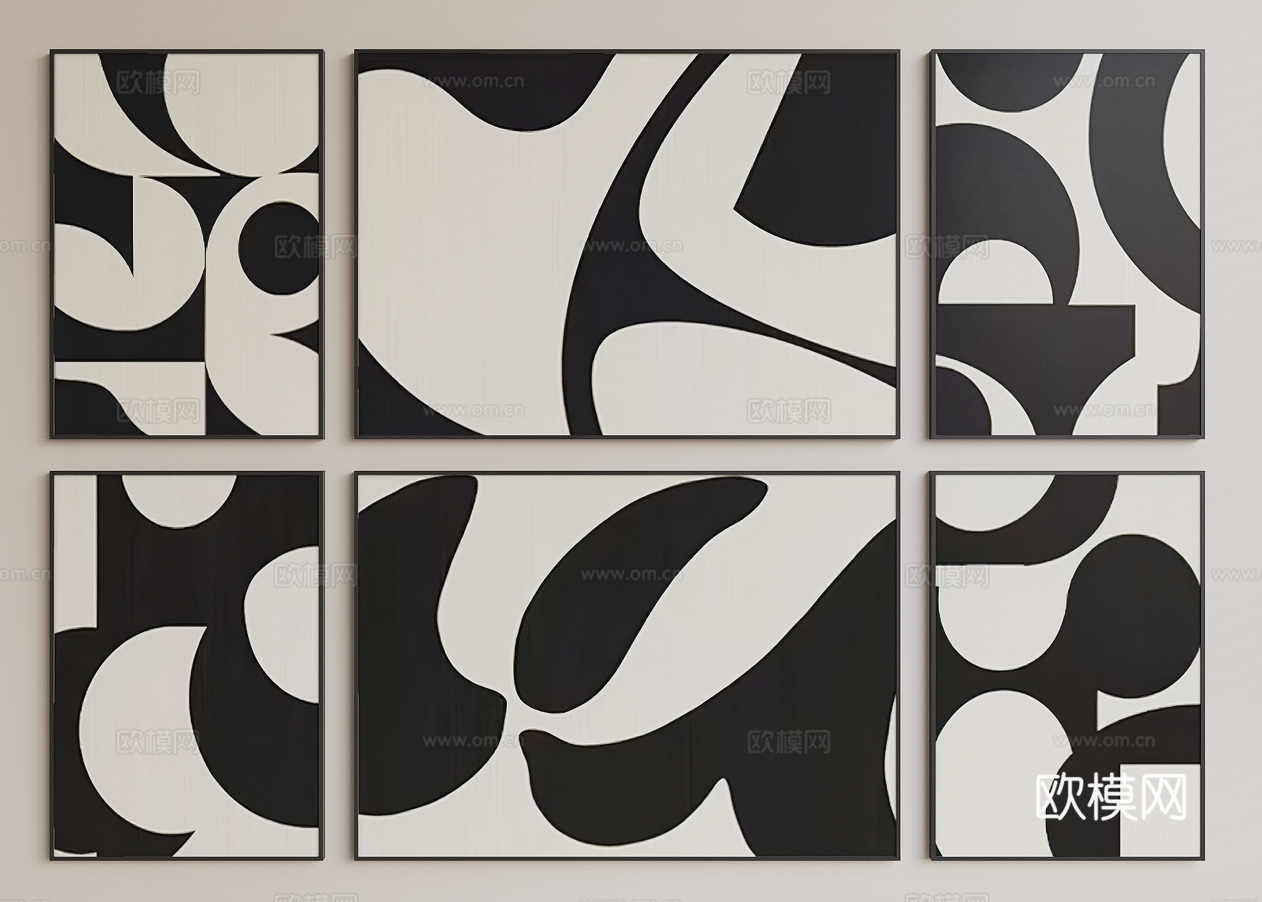 现代黑白挂画3d模型