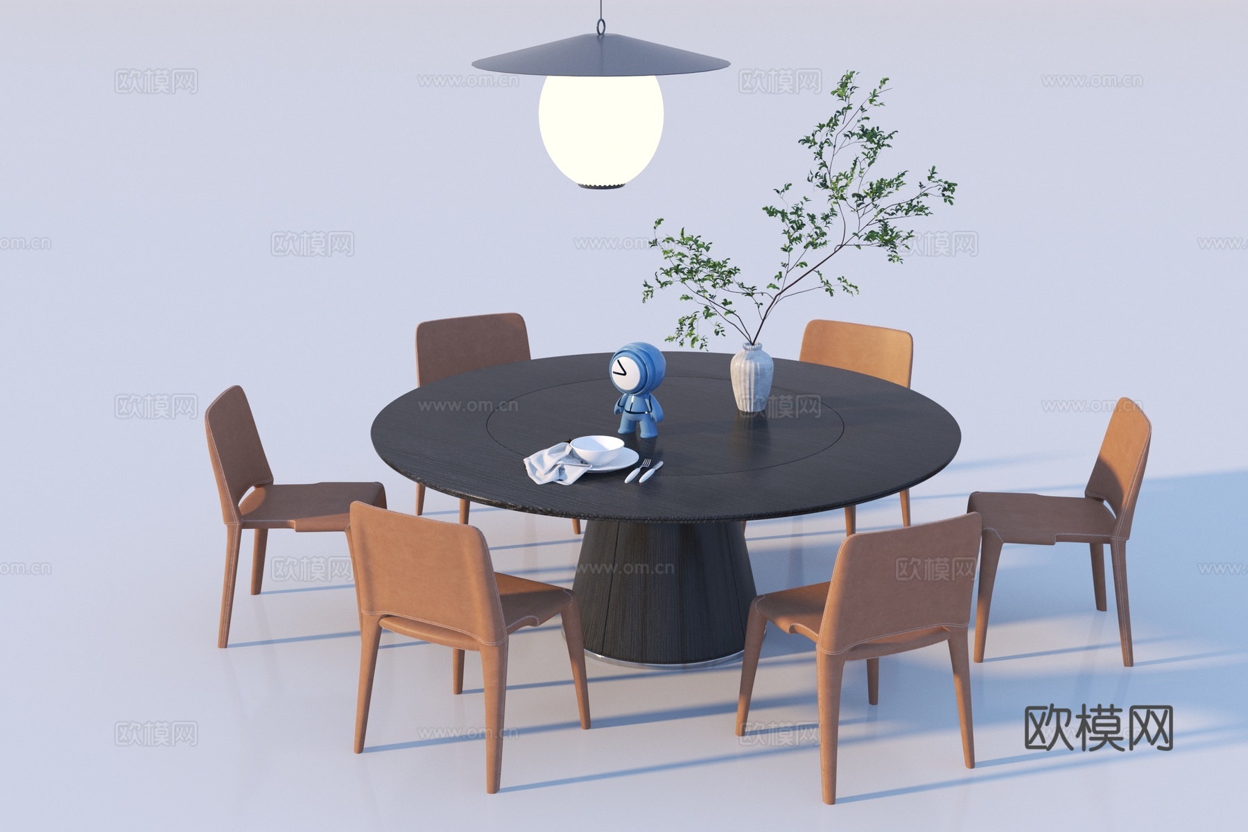 现代侘寂餐桌椅3d模型