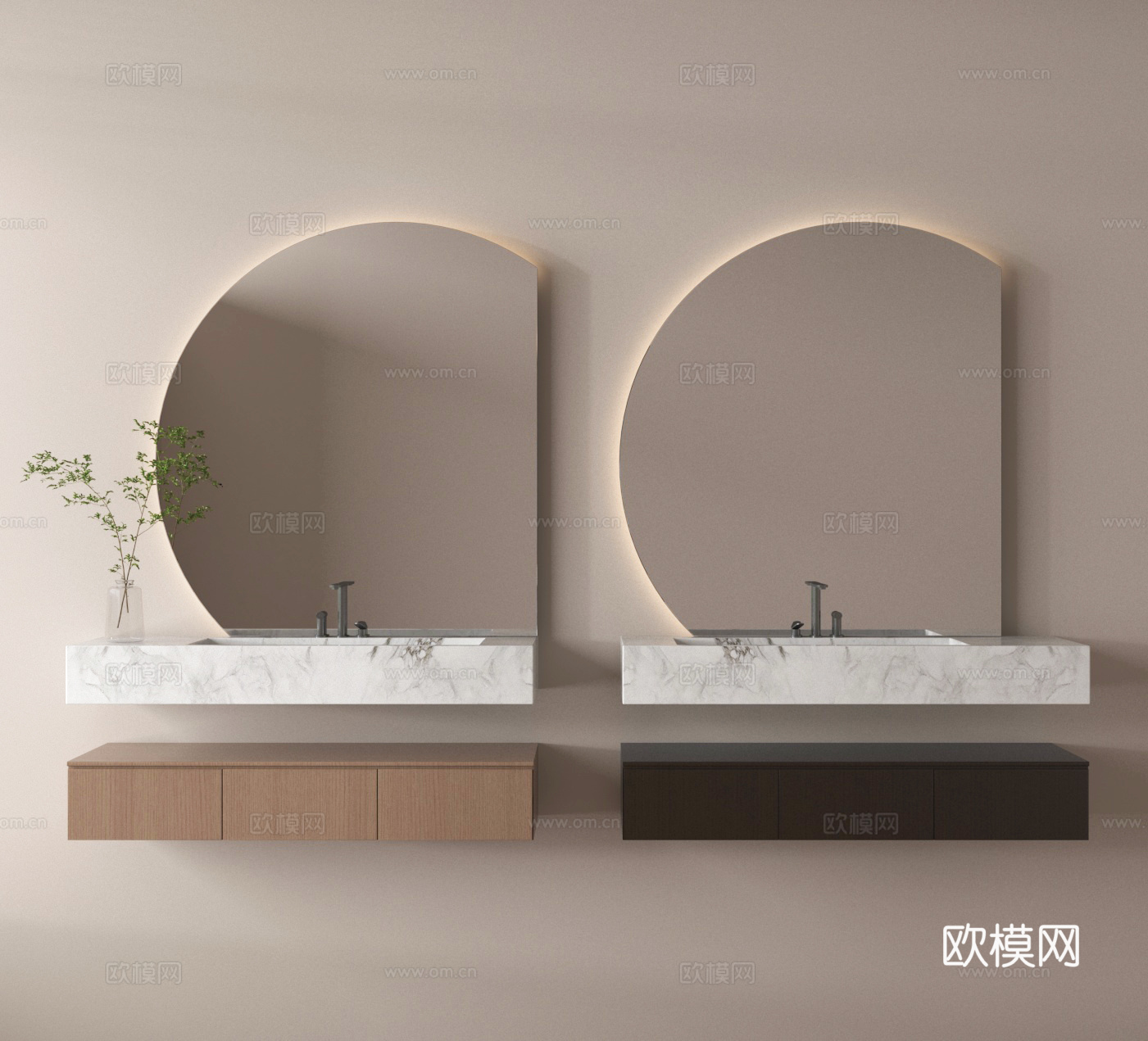 浴室柜 卫浴柜 洗手台3d模型