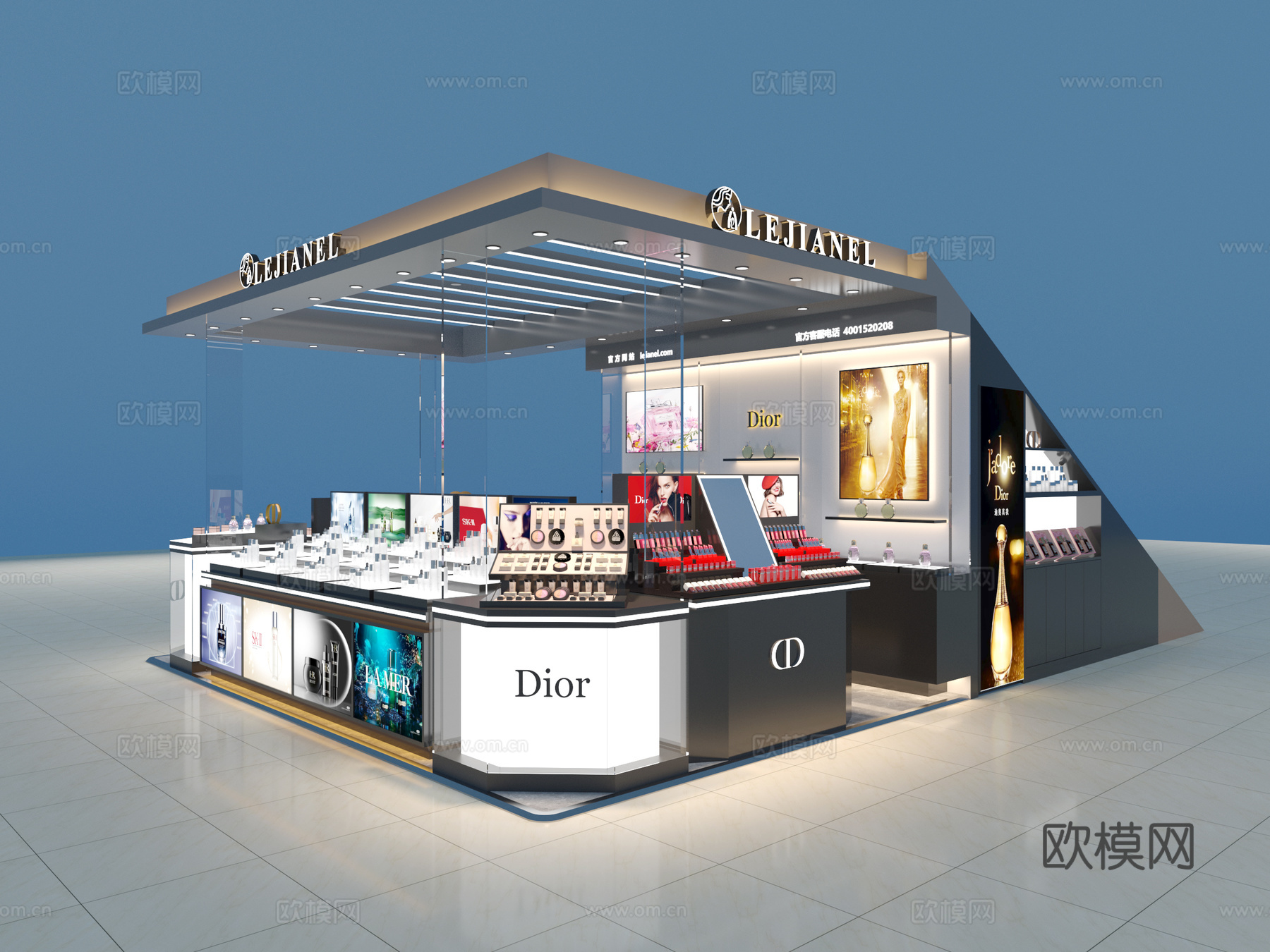 现代 化妆品店 化妆品彩妆柜香水柜3d模型