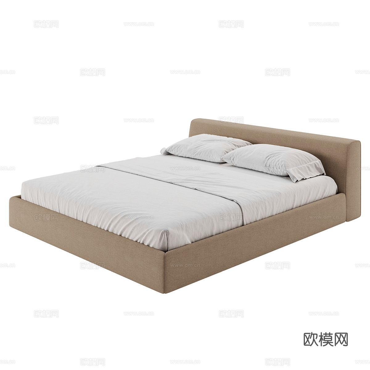 现代简约双人床 双人床 简约床 卧室床3d模型