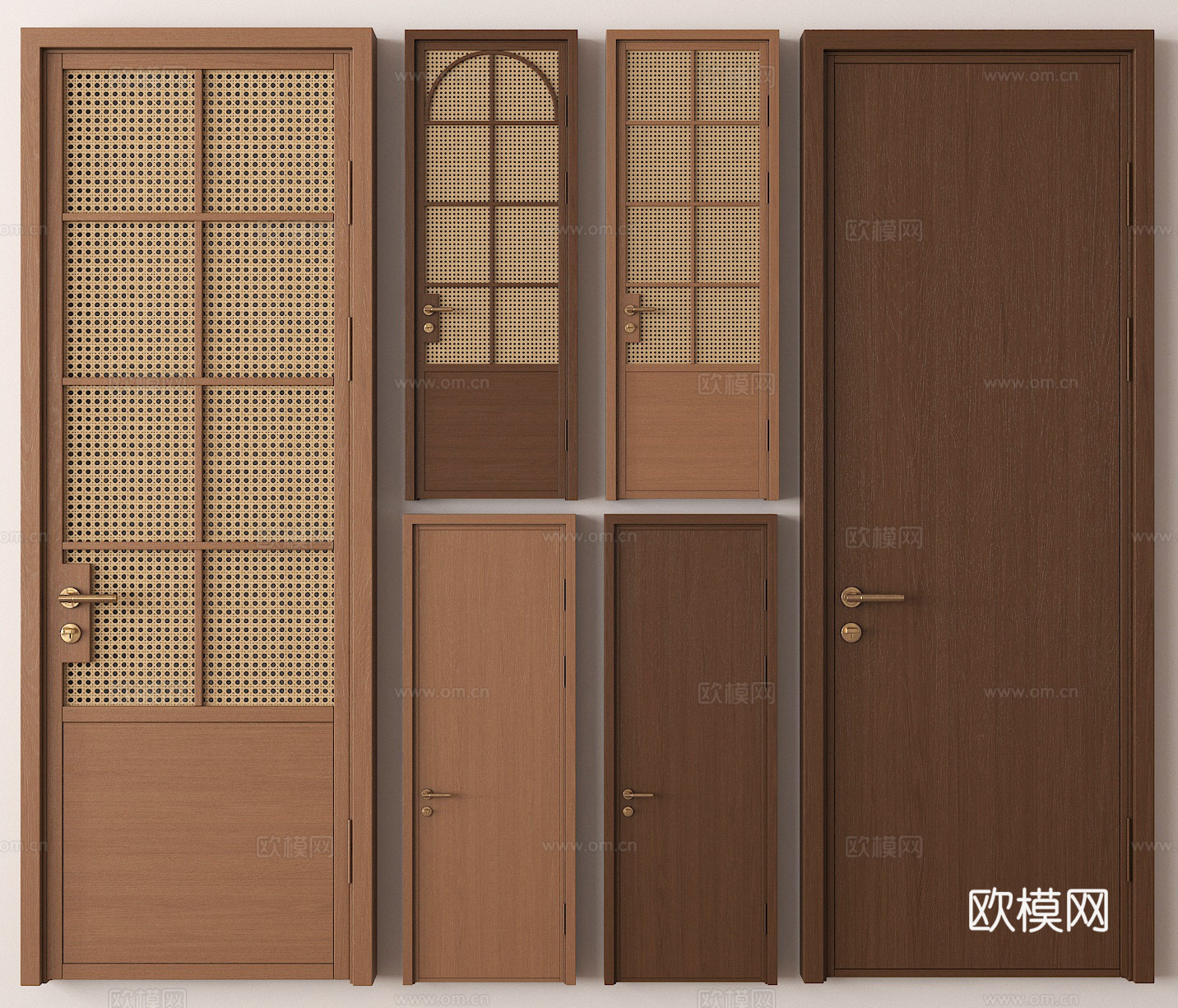 单开门 卧室门 藤编门3d模型