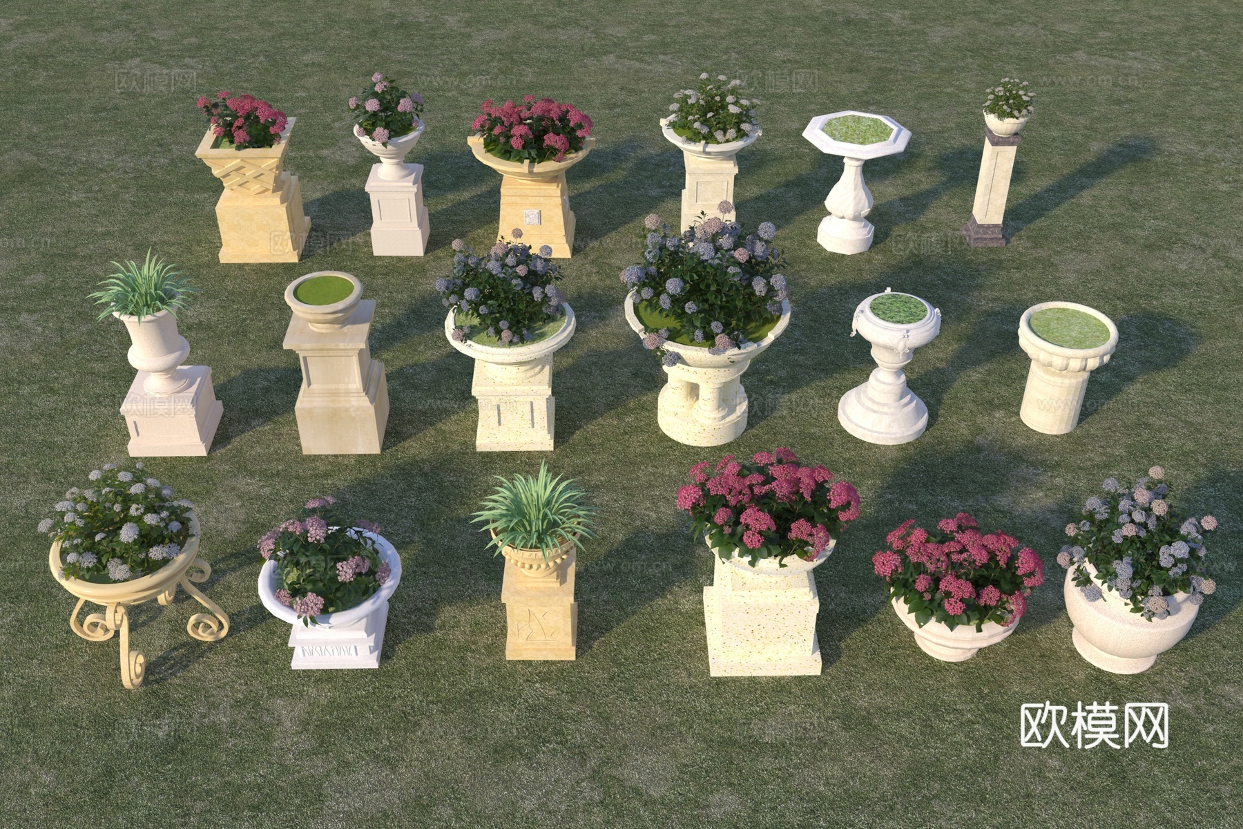 简欧花坛花钵3d模型