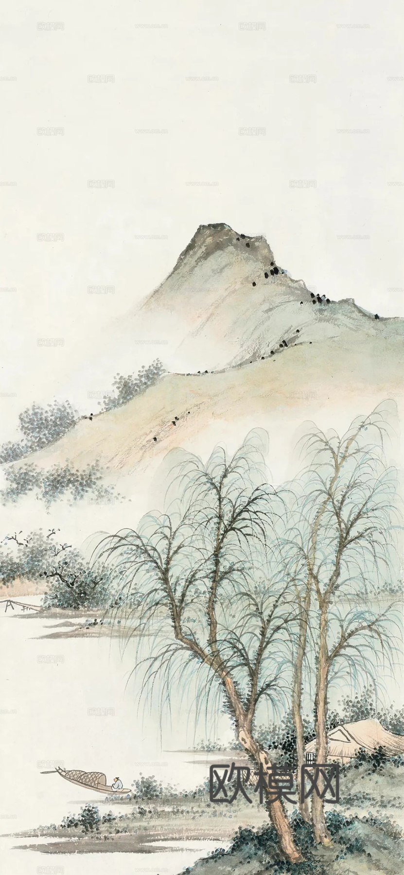 宋式新中式高清山水画挂画贴图