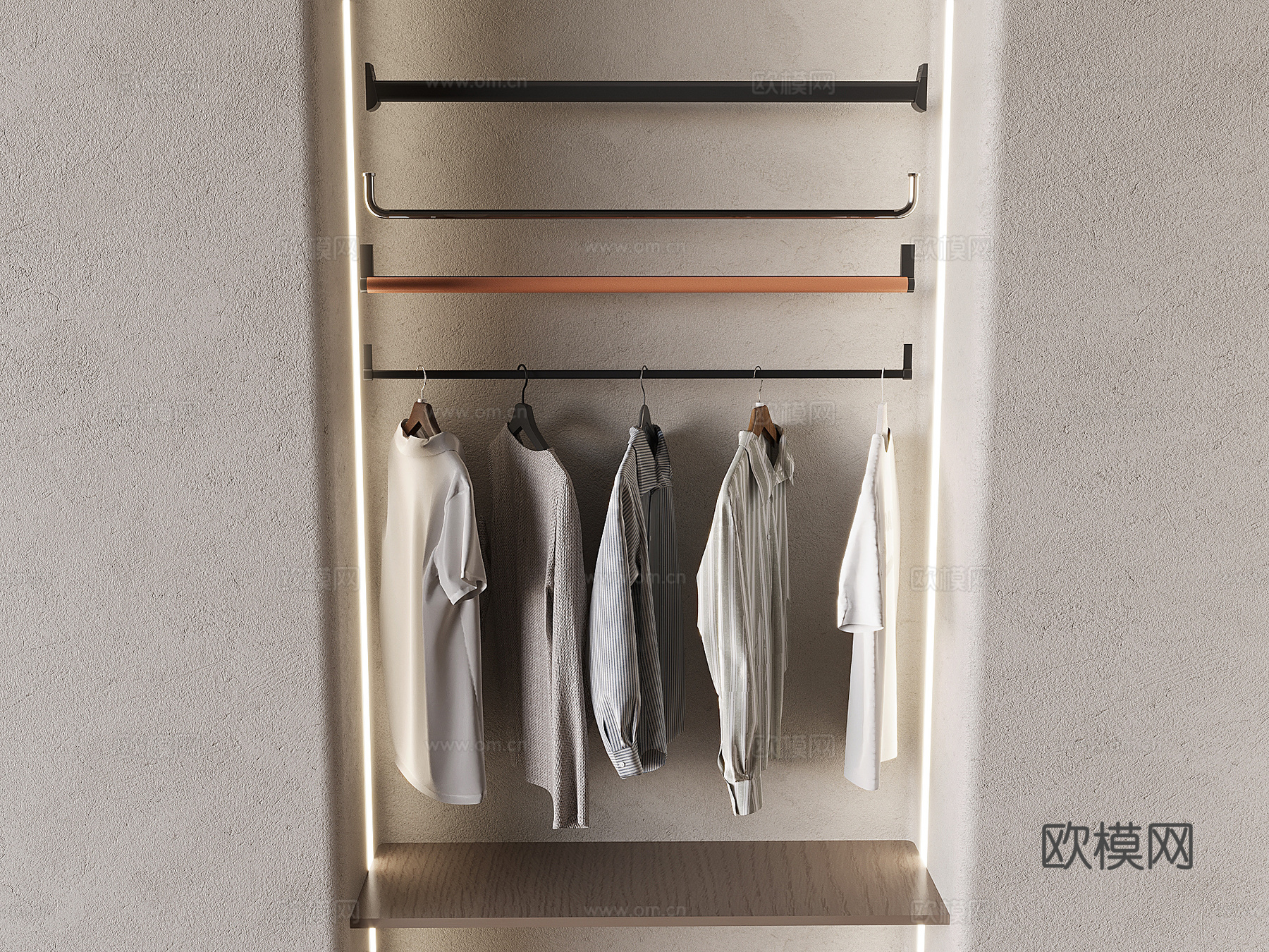 男装短袖衬衣衬衫 服饰挂衣杆衣服撑su模型