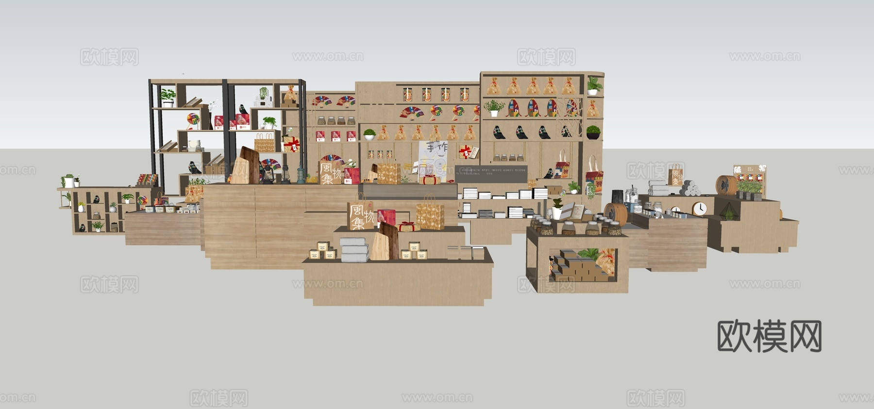 现代展会柜子展柜su模型