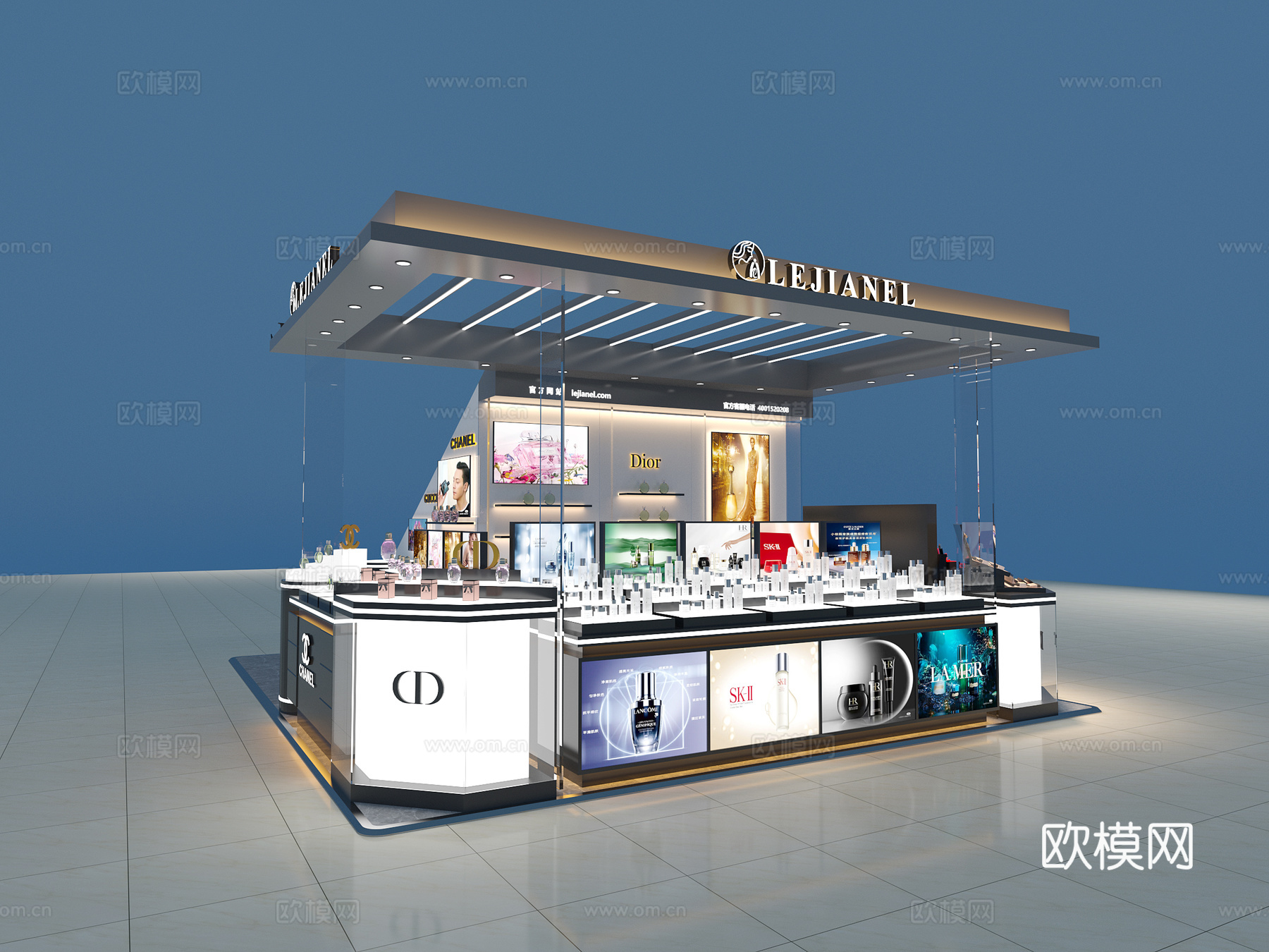 现代 化妆品店 化妆品彩妆柜香水柜3d模型