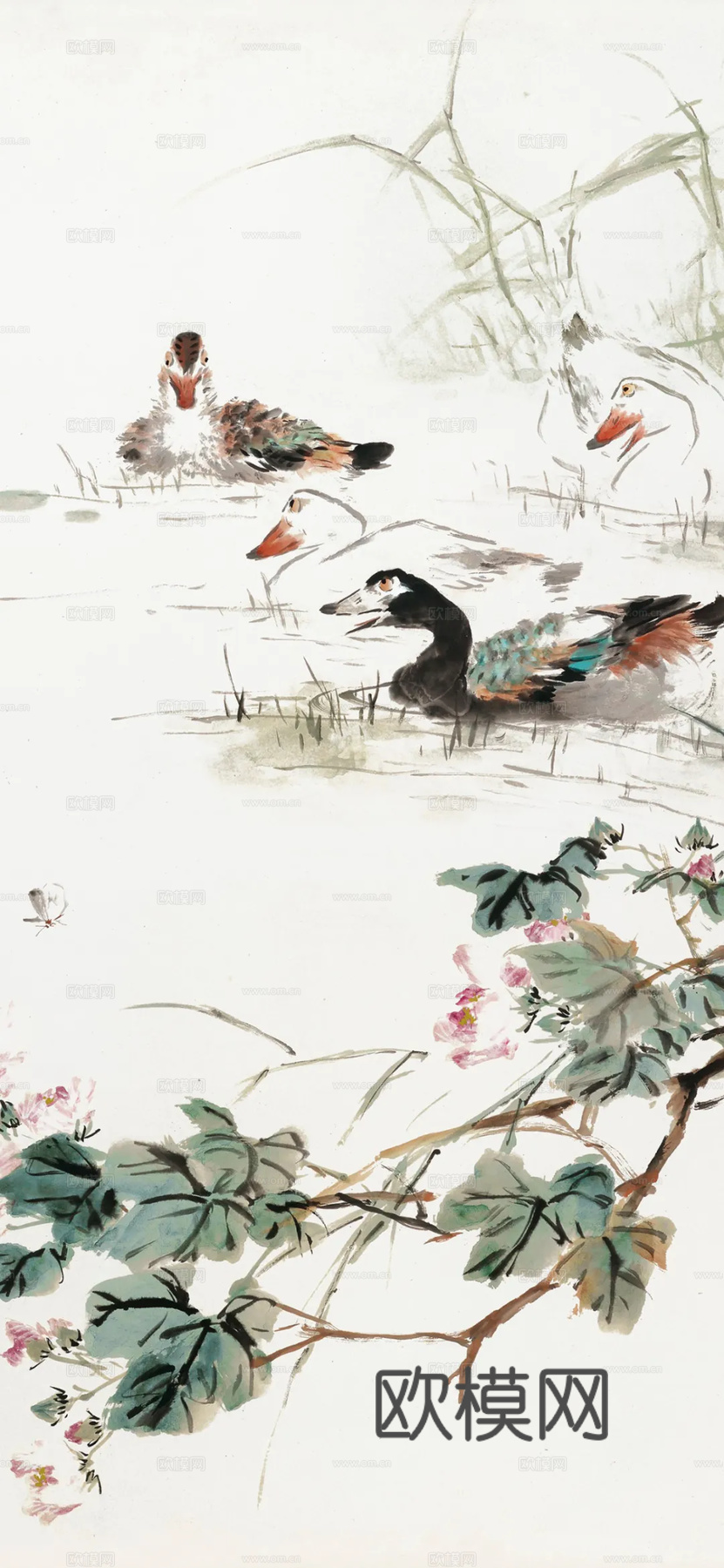 宋式新中式高清花鸟画挂画贴图
