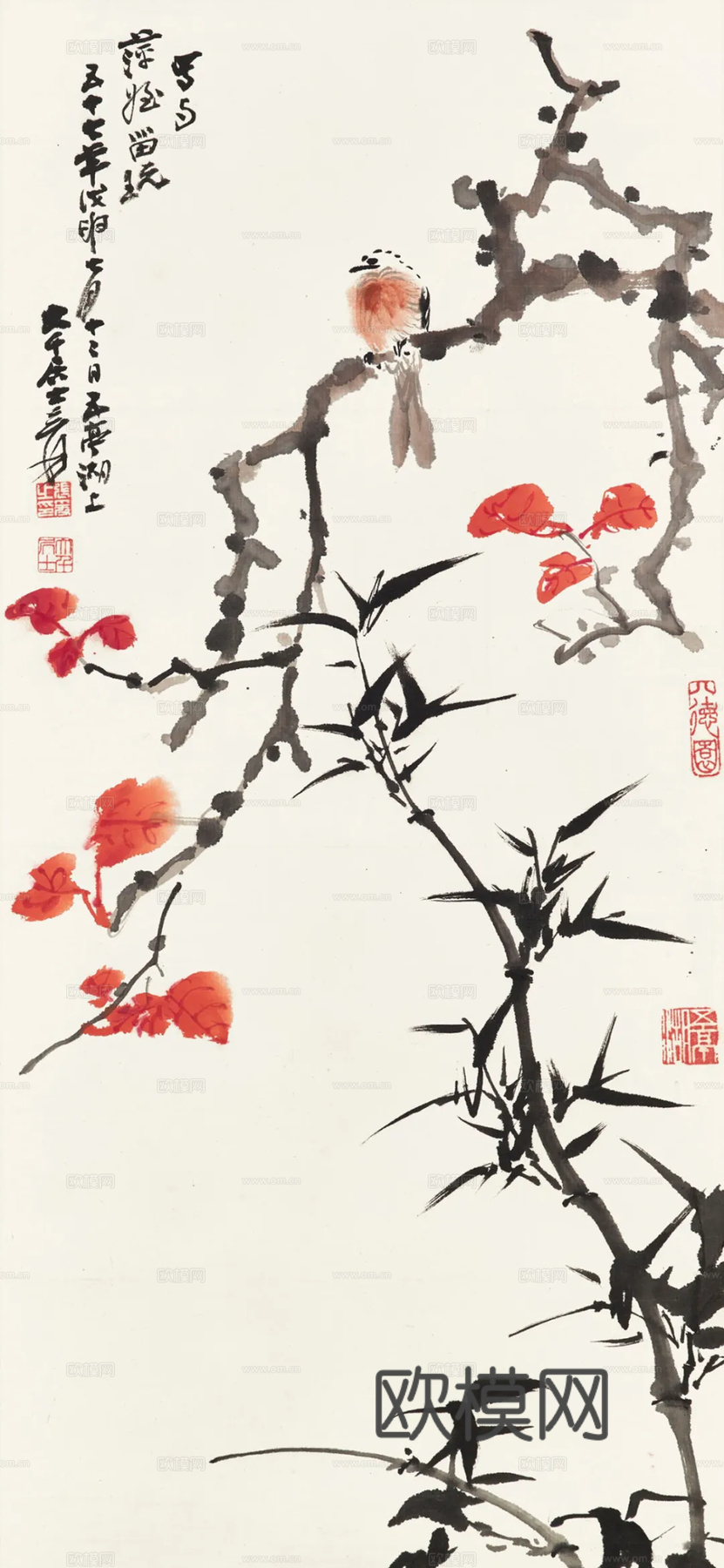 宋式新中式高清花鸟画挂画贴图