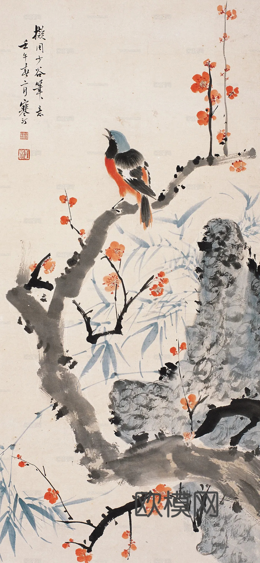 宋式新中式高清花鸟画挂画贴图