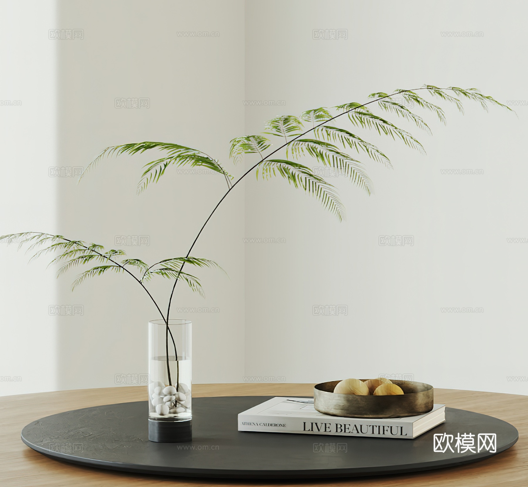 现代花瓶摆件组合 水生植物 装饰品摆件3d模型