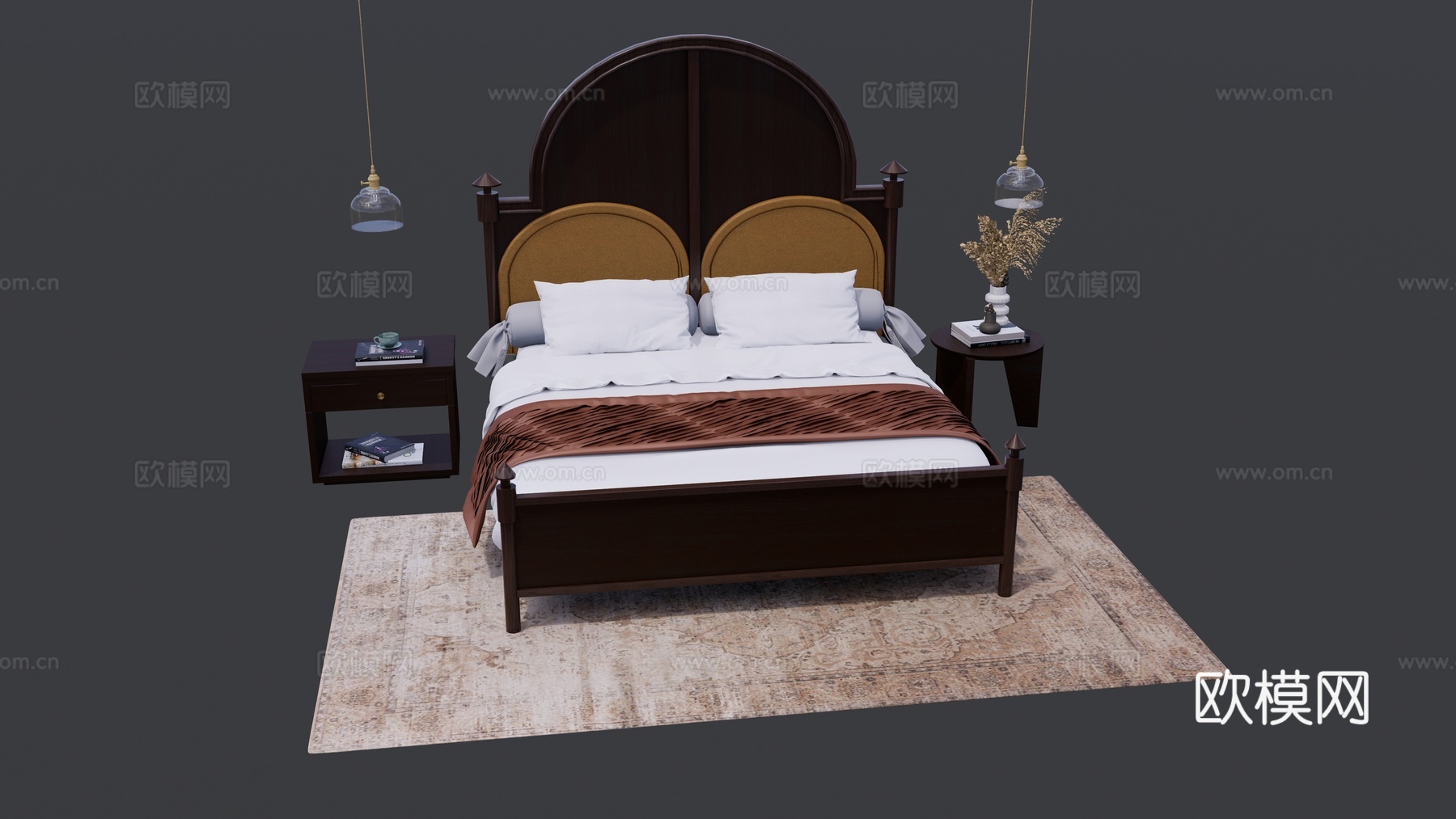 中古风床模型su模型