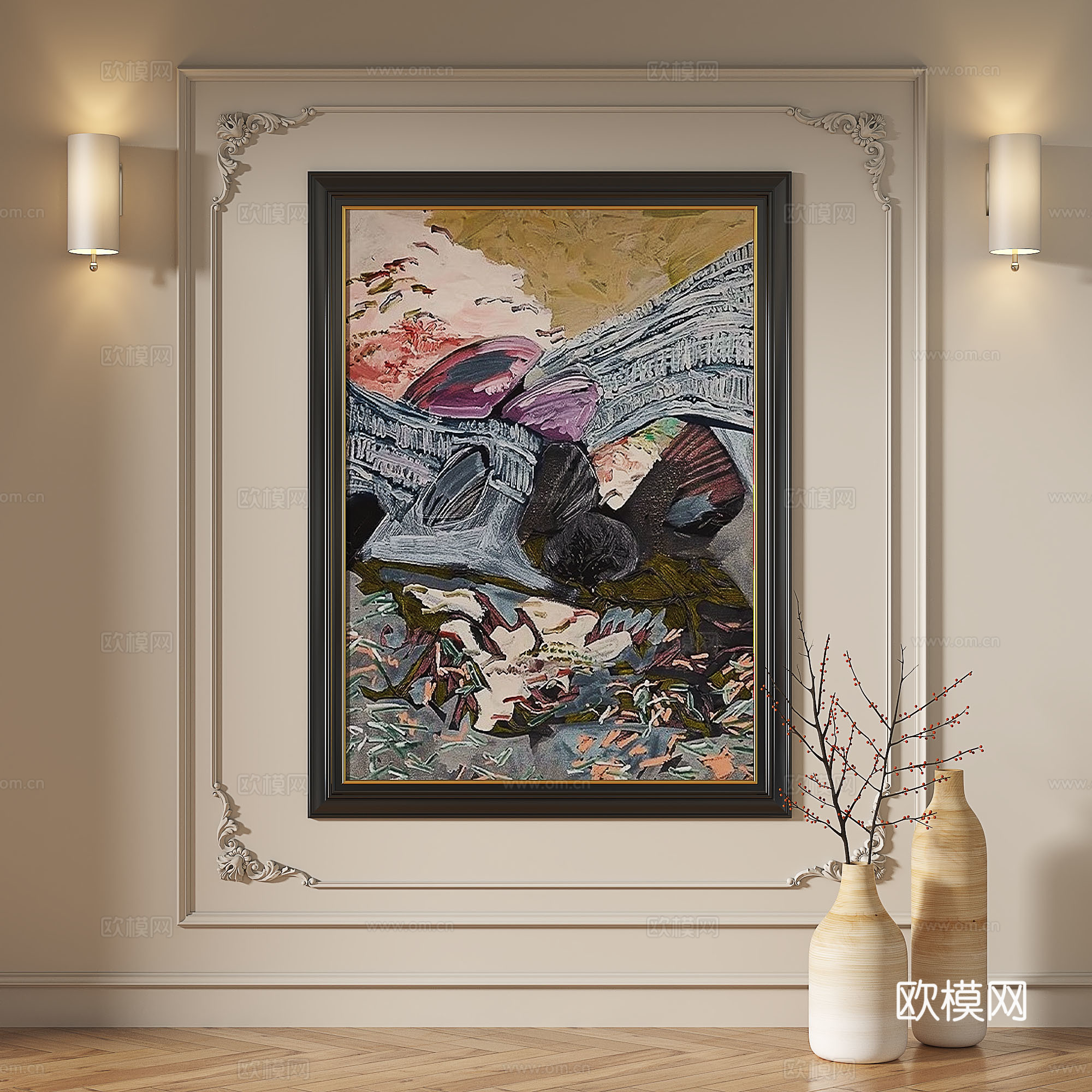 法式，现代，复古，中古，油画，抽象，轻奢，装饰画3d模型