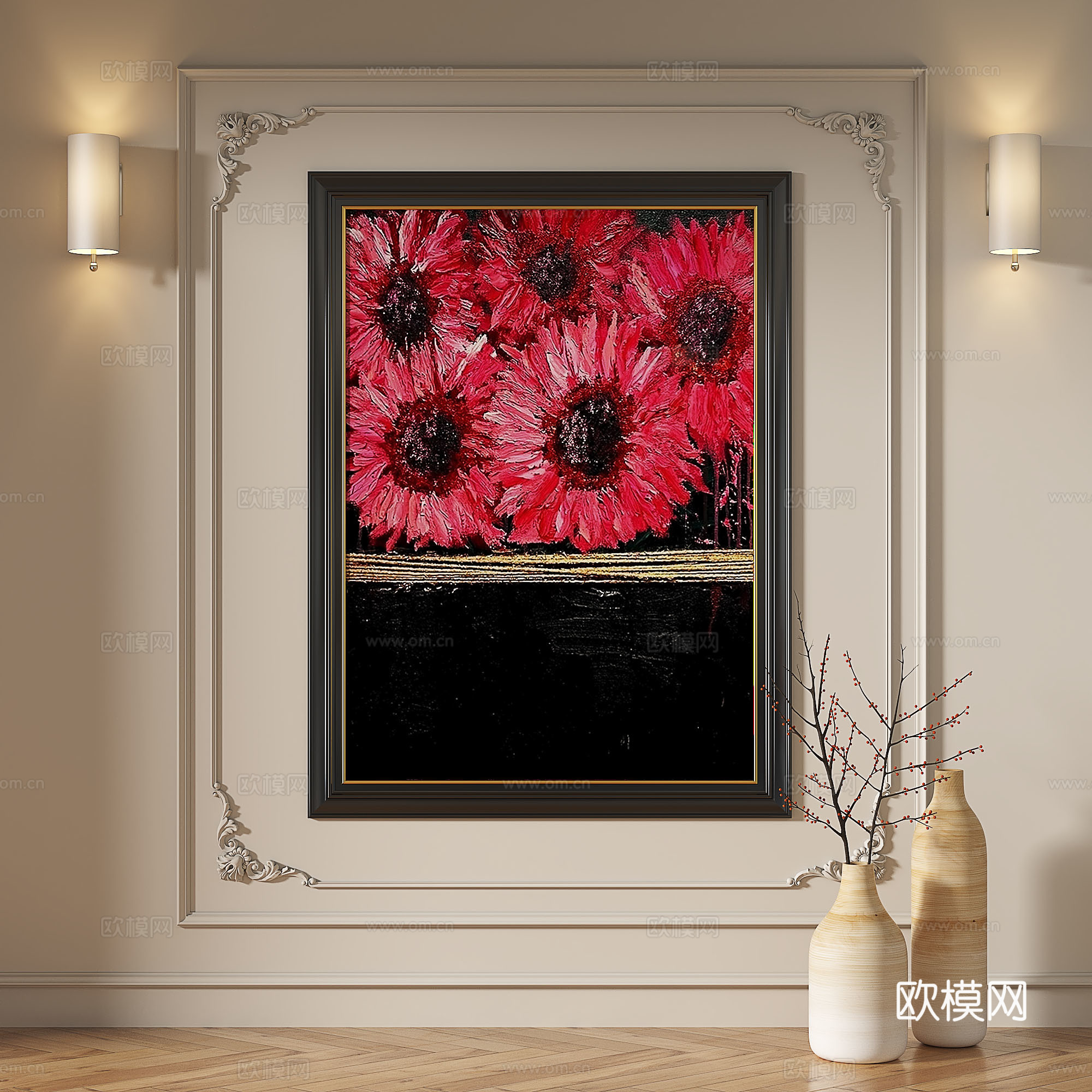 法式，现代，复古，中古，油画，抽象，轻奢，装饰画3d模型