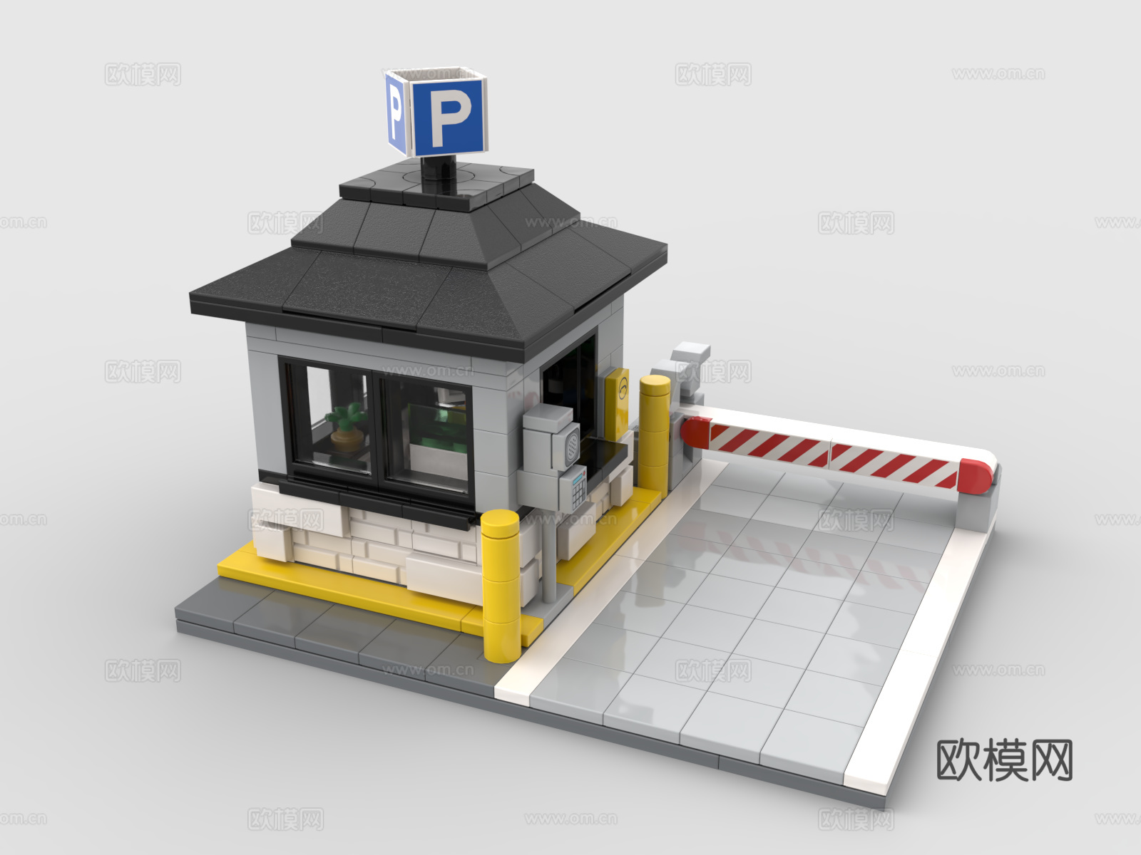 乐高 LEGO 玩具 收费站 收费岗亭3d模型