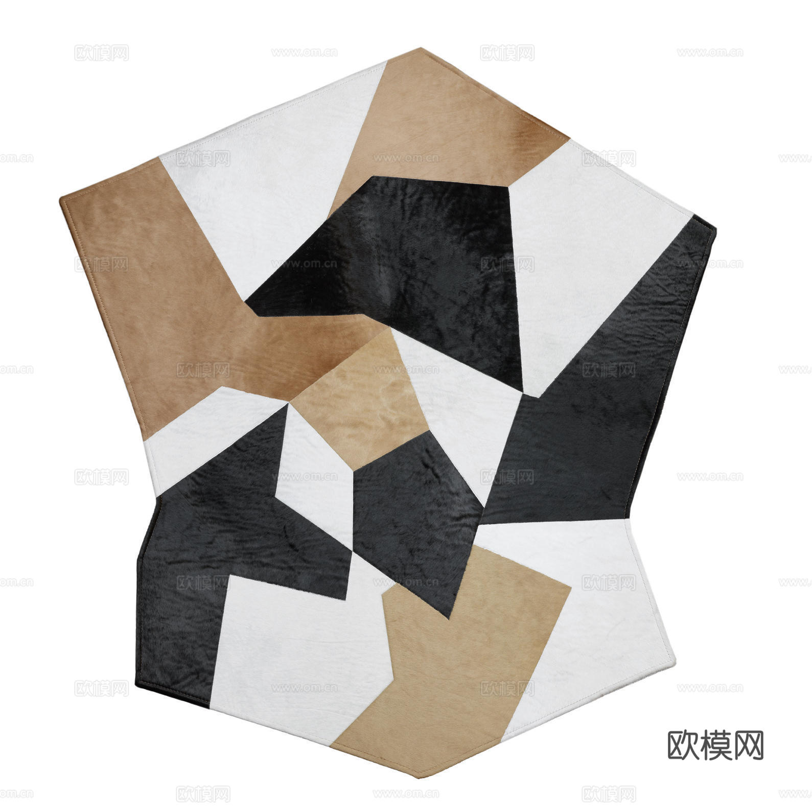 黑白棕色几何地毯