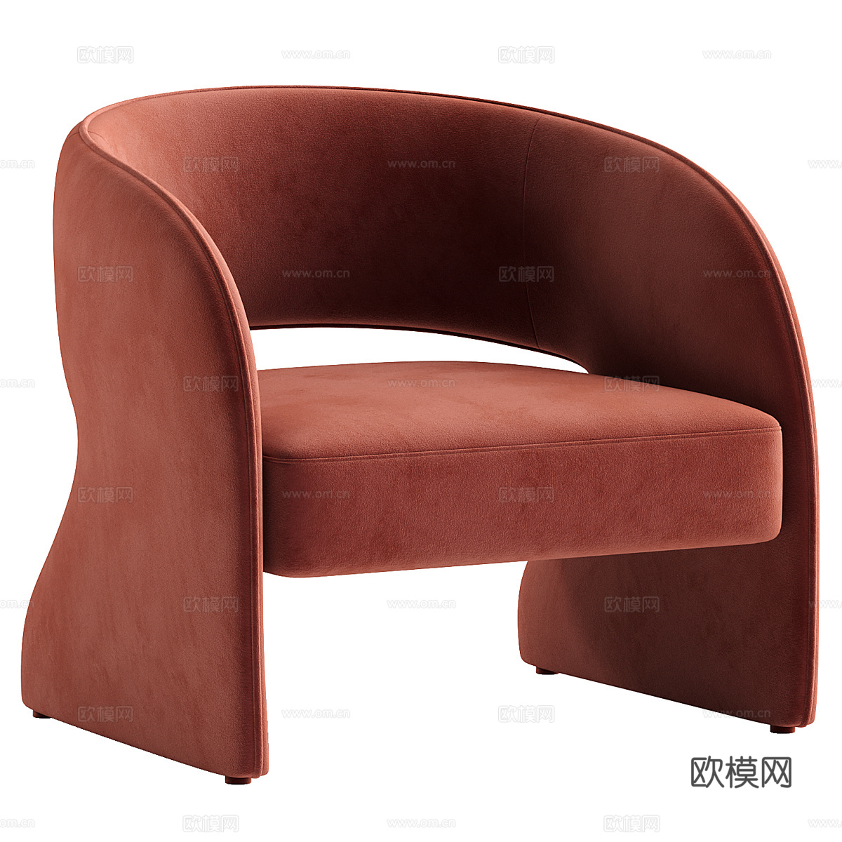 现代奶油风 Roz 休闲椅3d模型