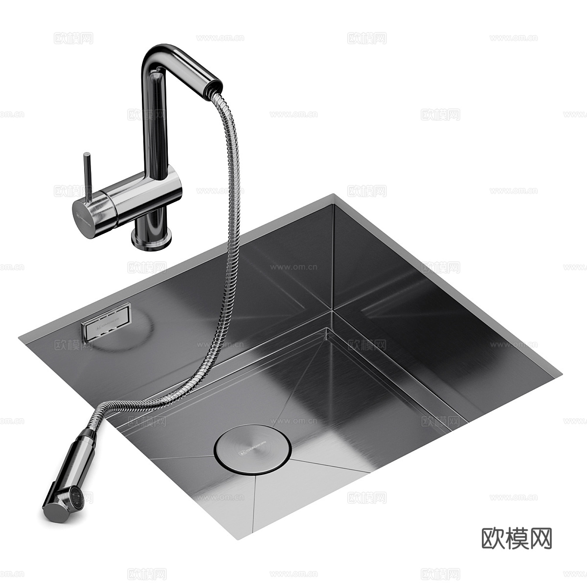 现代意式极简橱柜洗菜盆3d模型