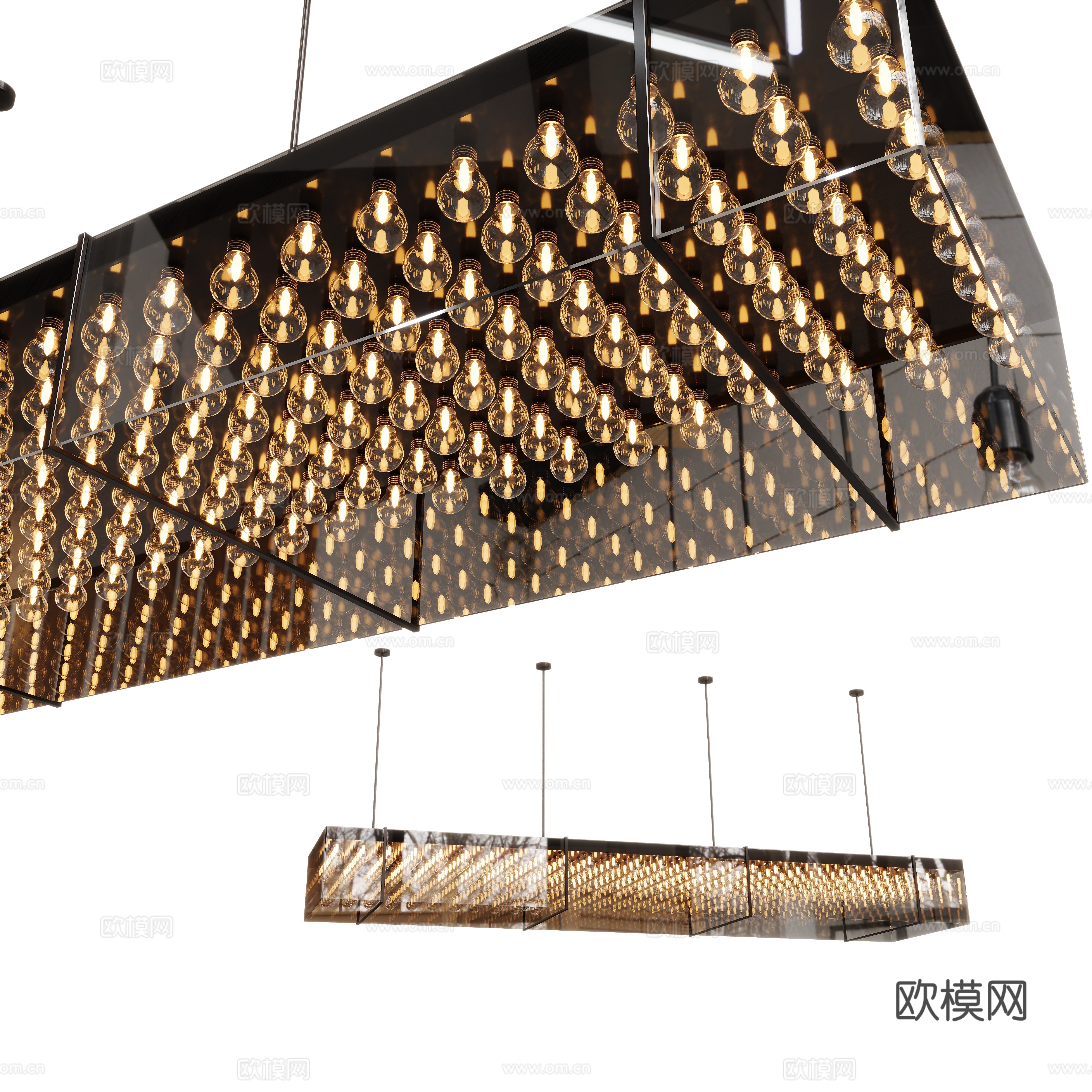 现代艺术工业玻璃吊灯3d模型