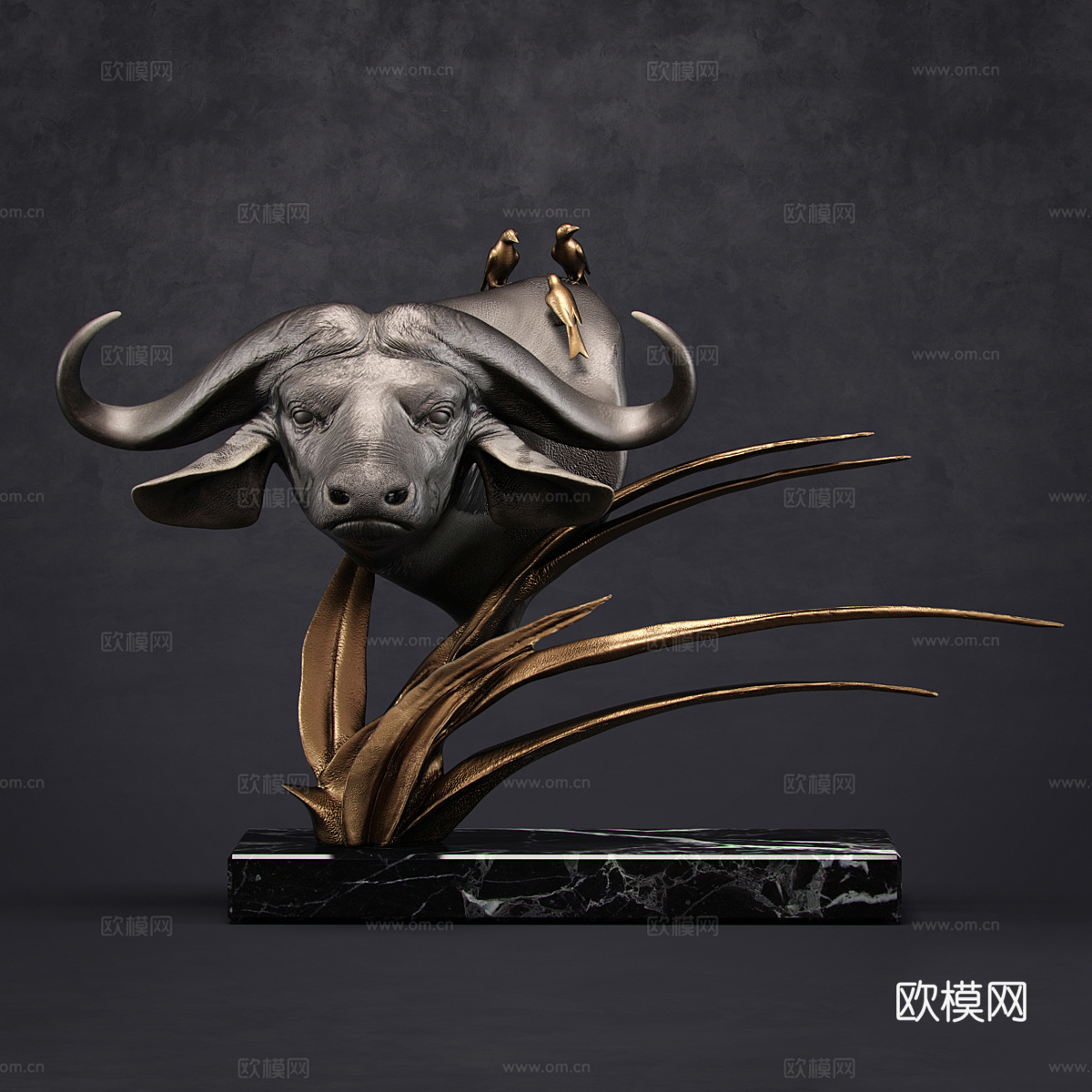 牛头 雕塑3d模型