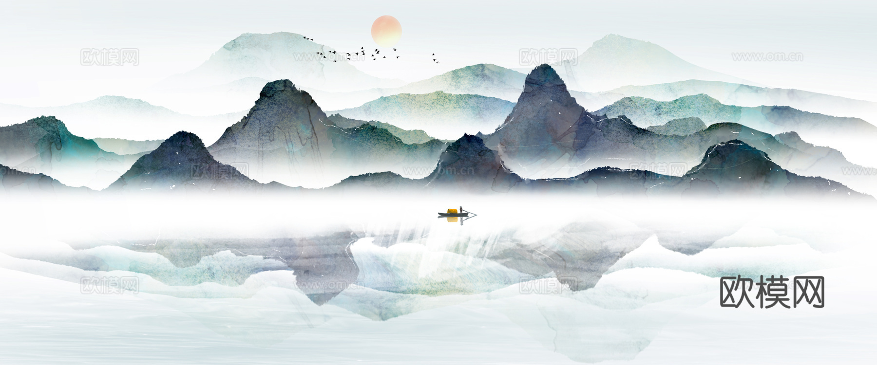 新中式水墨山水画