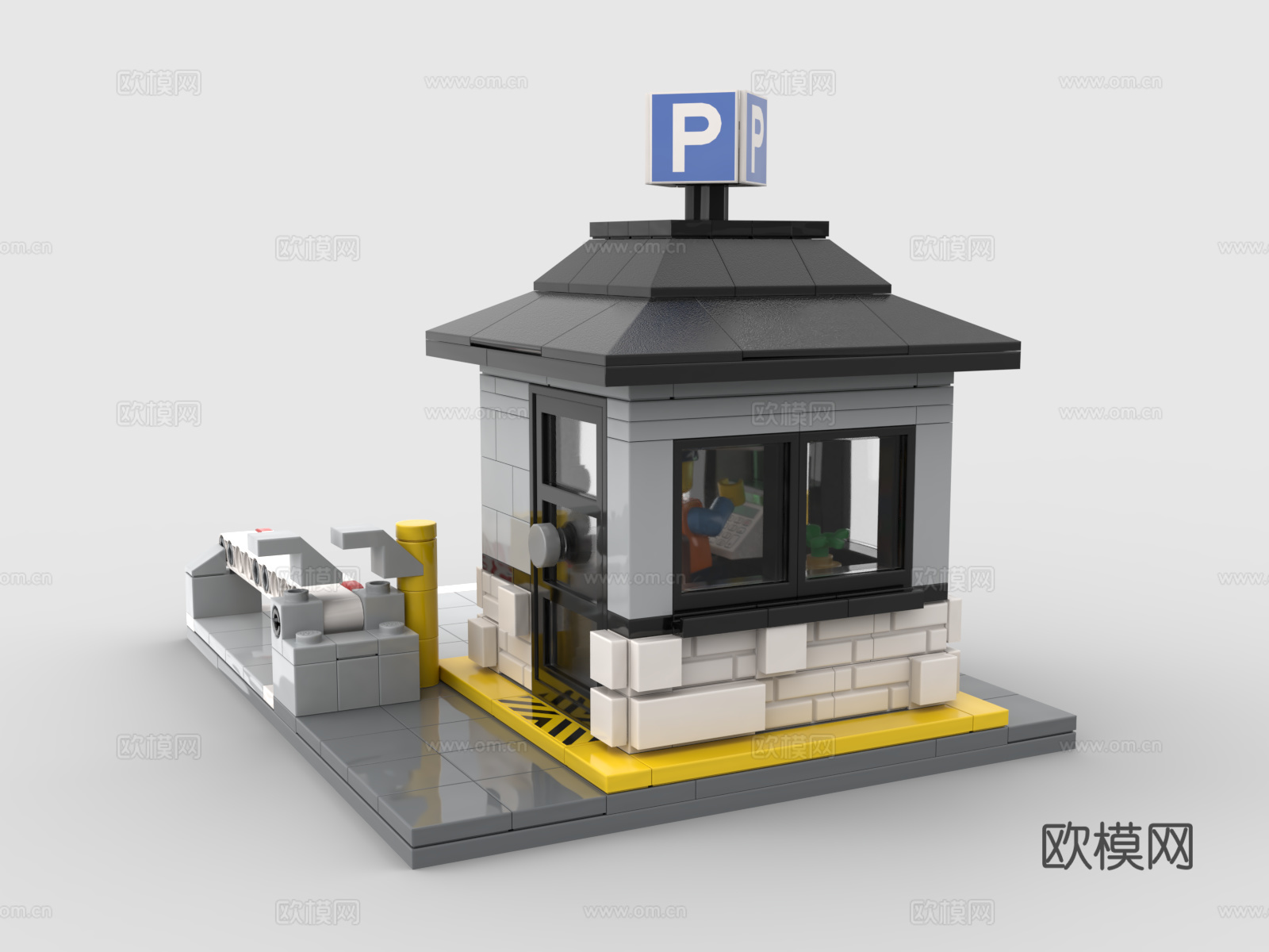 乐高 LEGO 玩具 收费站 收费岗亭3d模型