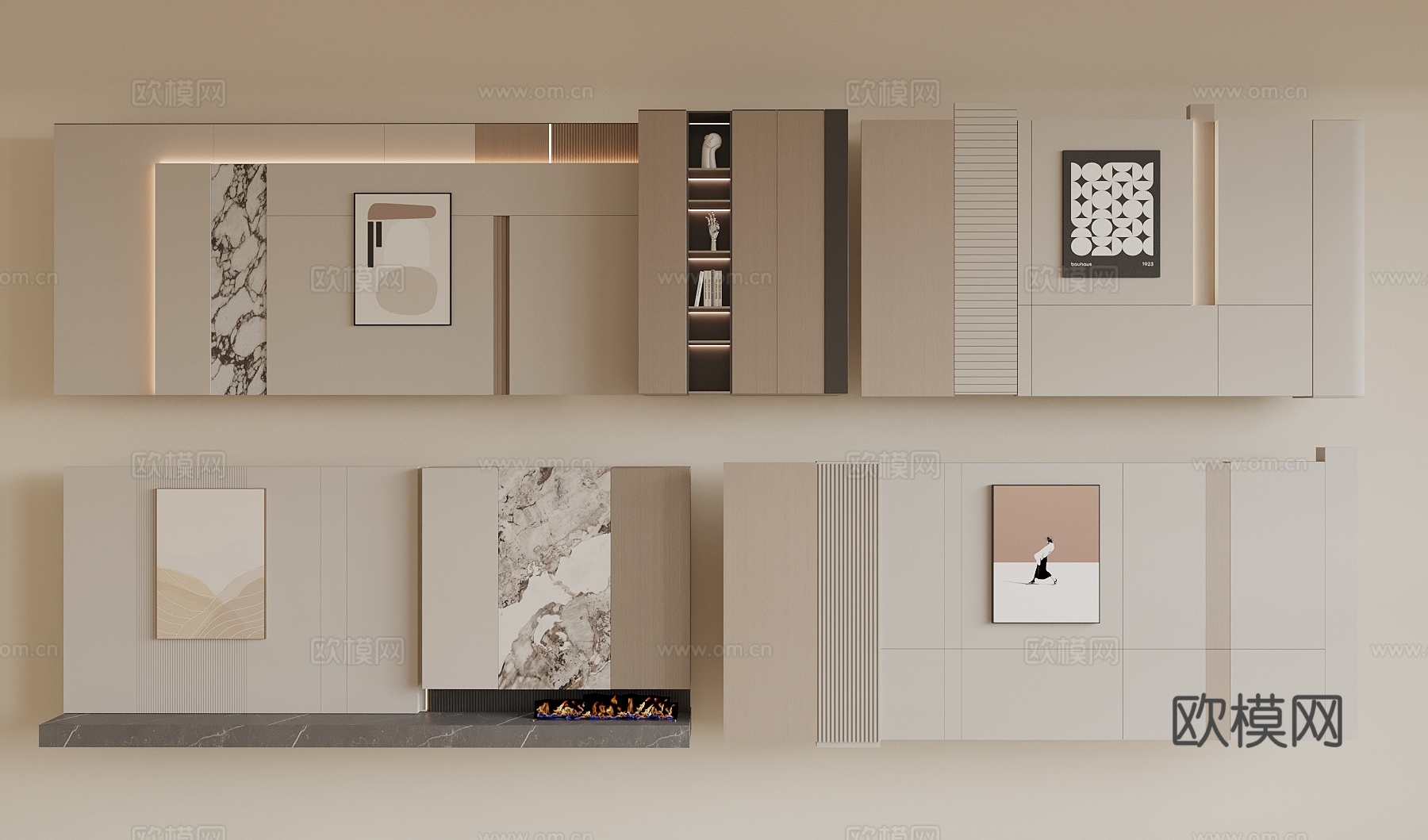 现代沙发背景墙 客厅背景墙 挂画3d模型