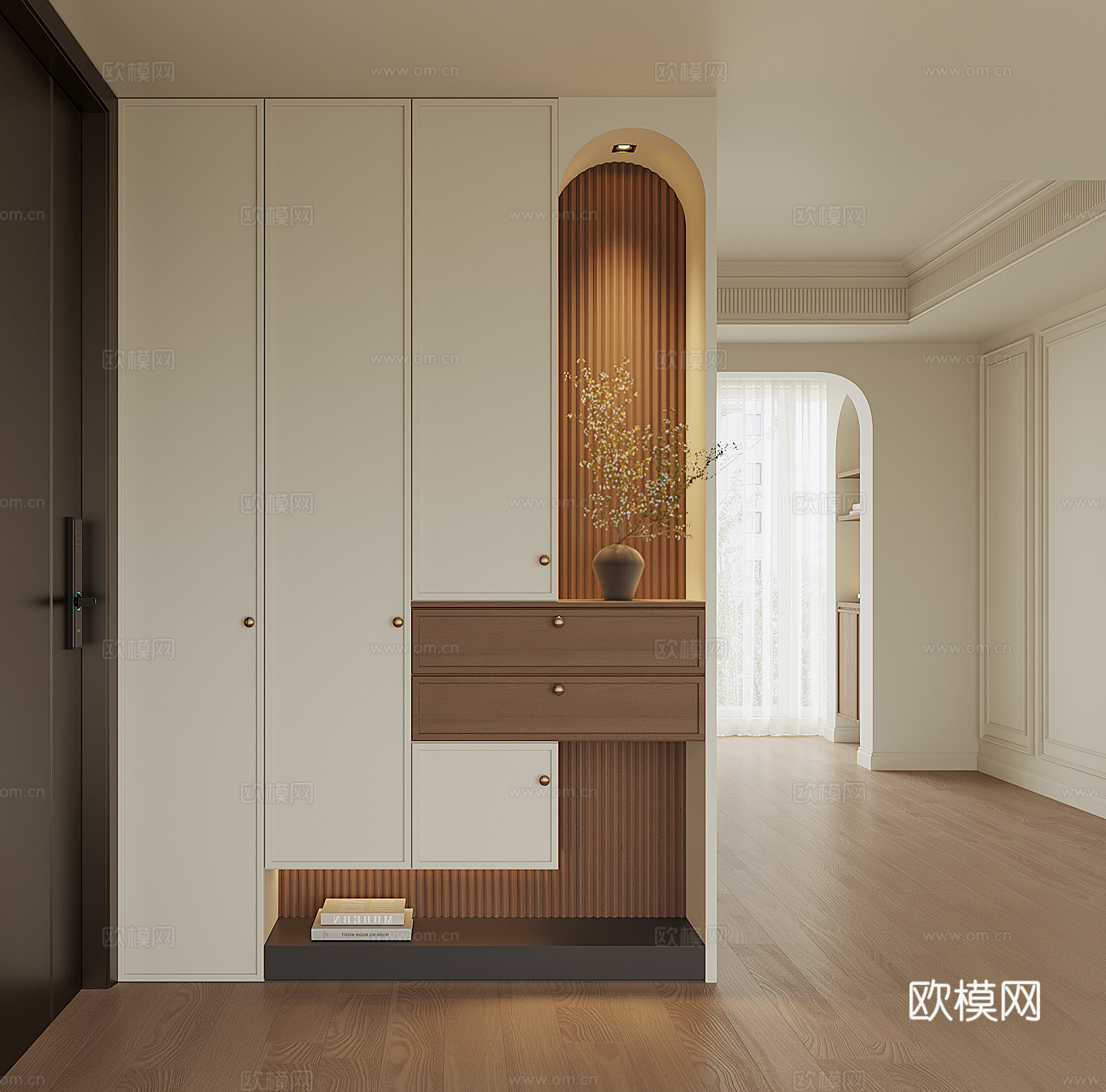 现代法式入户鞋柜3d模型