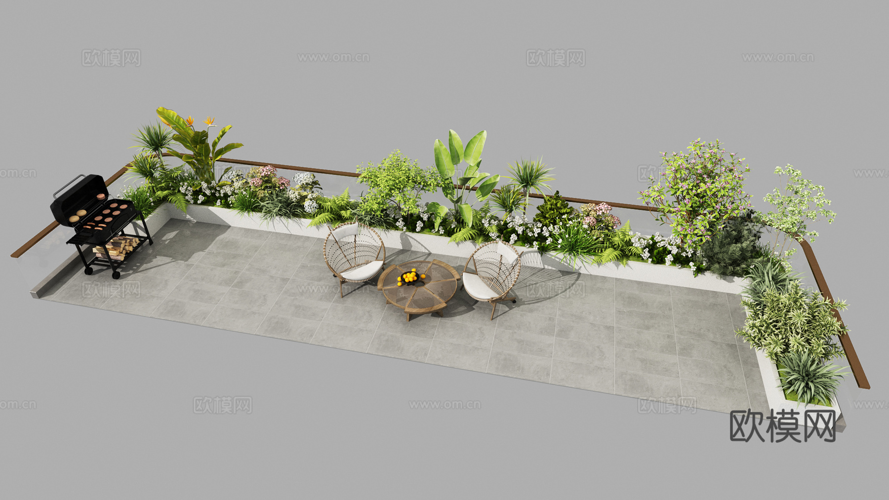 现代露台景观3d模型