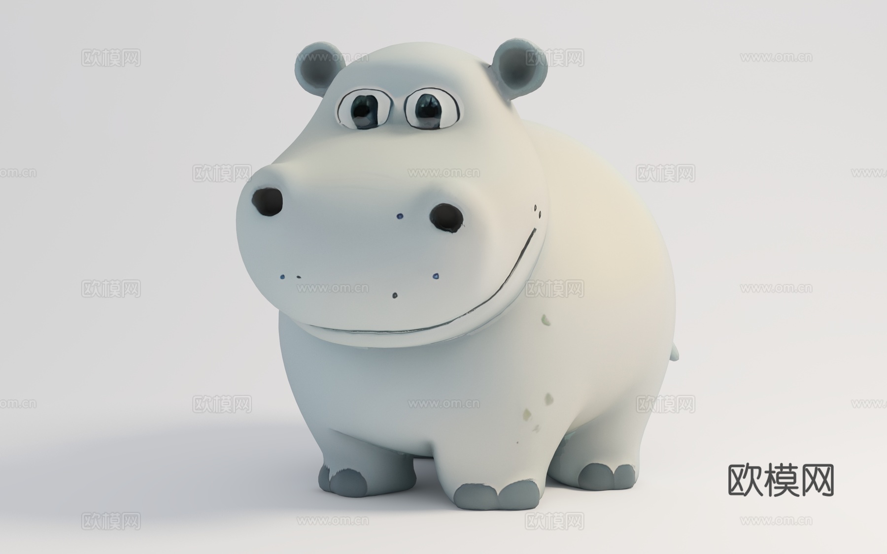 河马 Q版卡通动物 摆件 手办 装饰 饰品 道具 雕塑 玩具3d模型