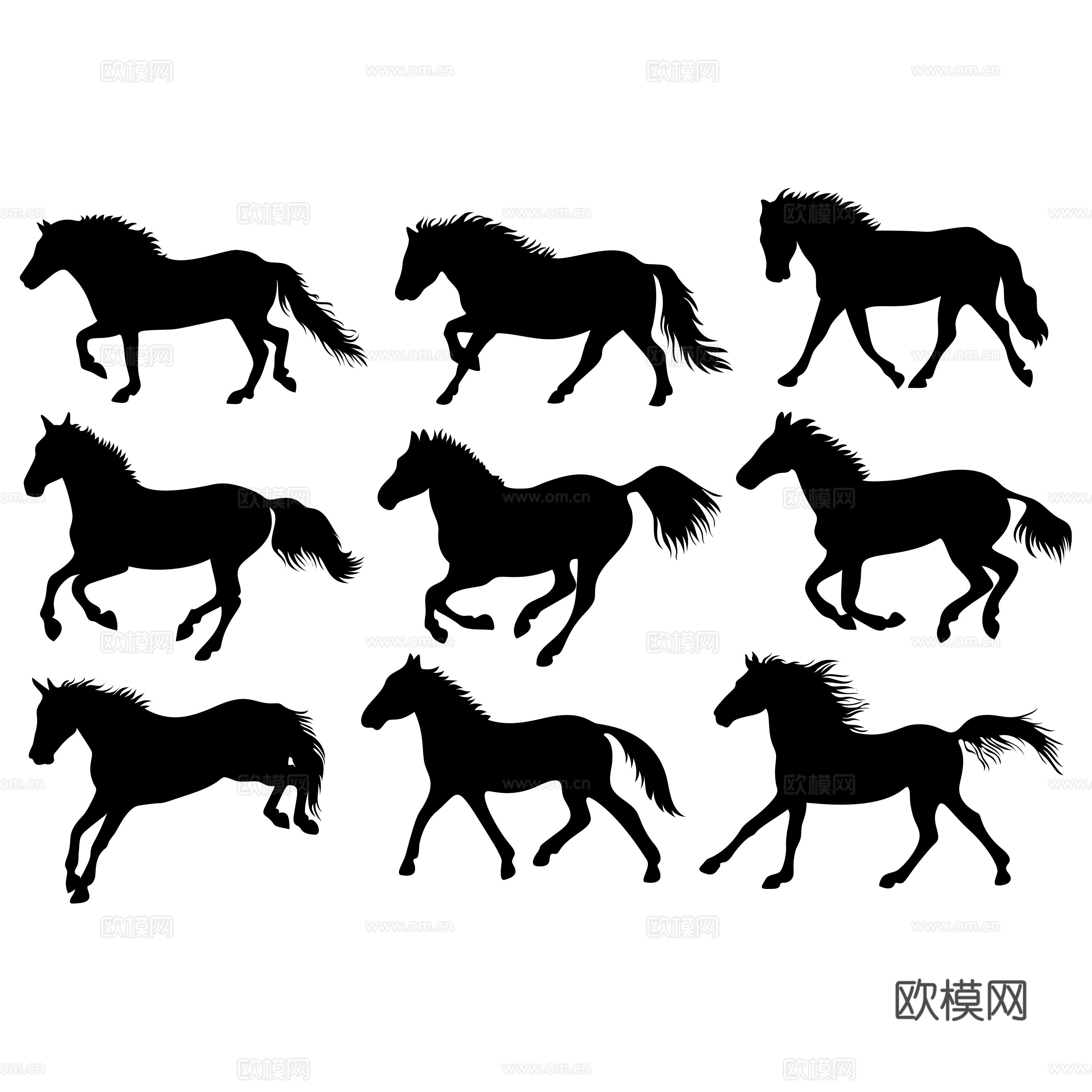 免抠骑马剪影   免抠马剪影 马奔跑剪影