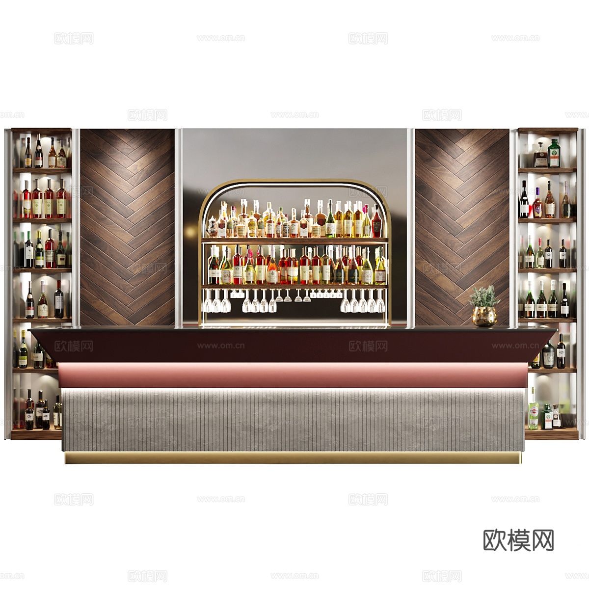 新中式轻奢酒吧台3d模型